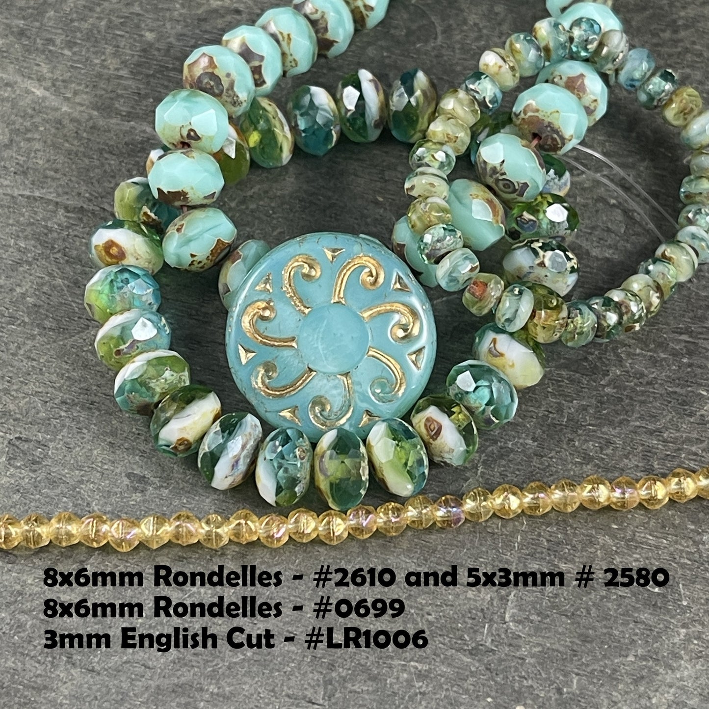 Sun Coin 23mm Czech Glass Beads ~ Aqua Blue Silk Opaque with Gold Wash Focal Bead ~ Pendant Bead (C23/RJ-4781) * Qty. 1