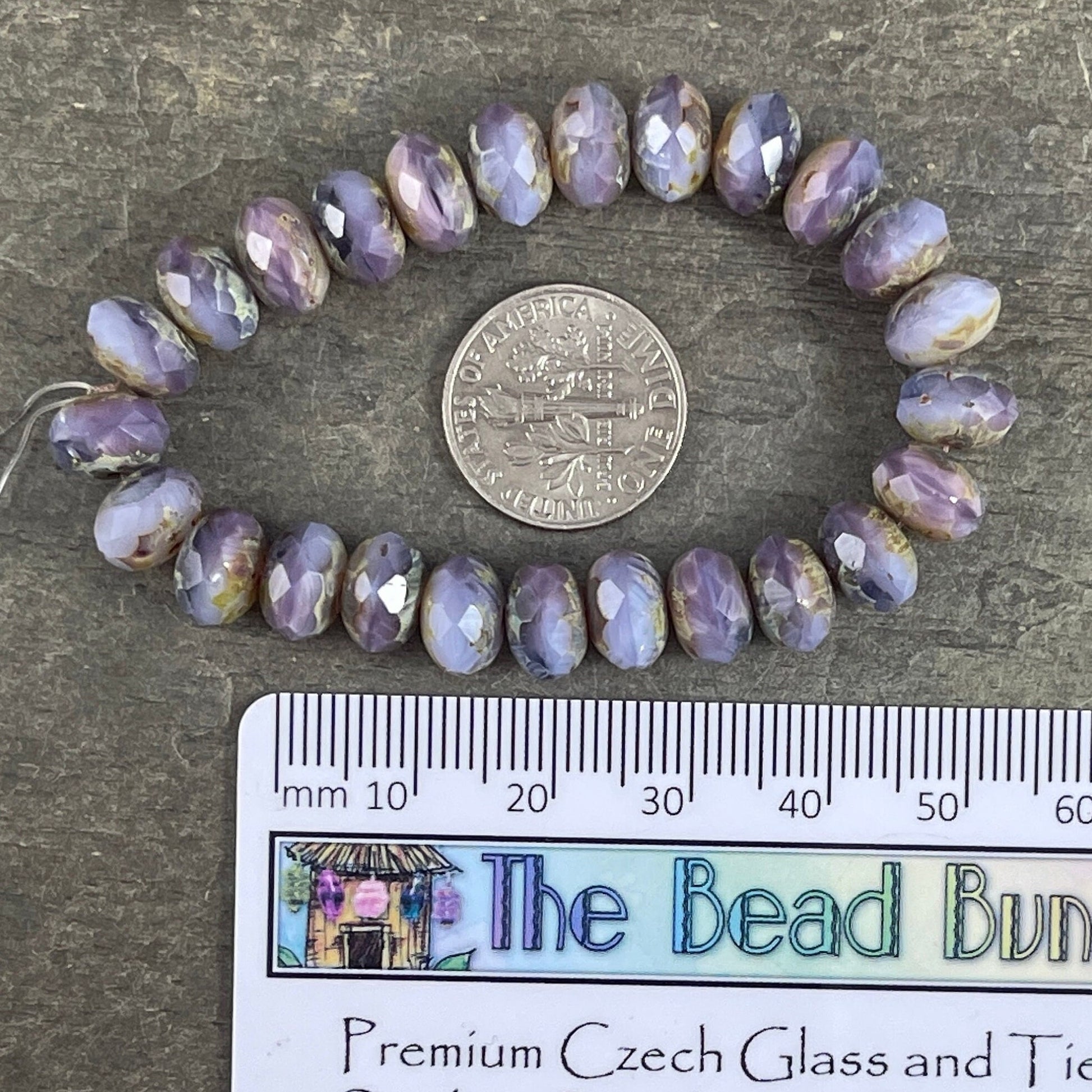 Purple Picasso Czech Glass Beads, 8x6mm Rondelle, Light Purple Lilac Picasso Beads (R8/RJ-2749) * Qty. 25