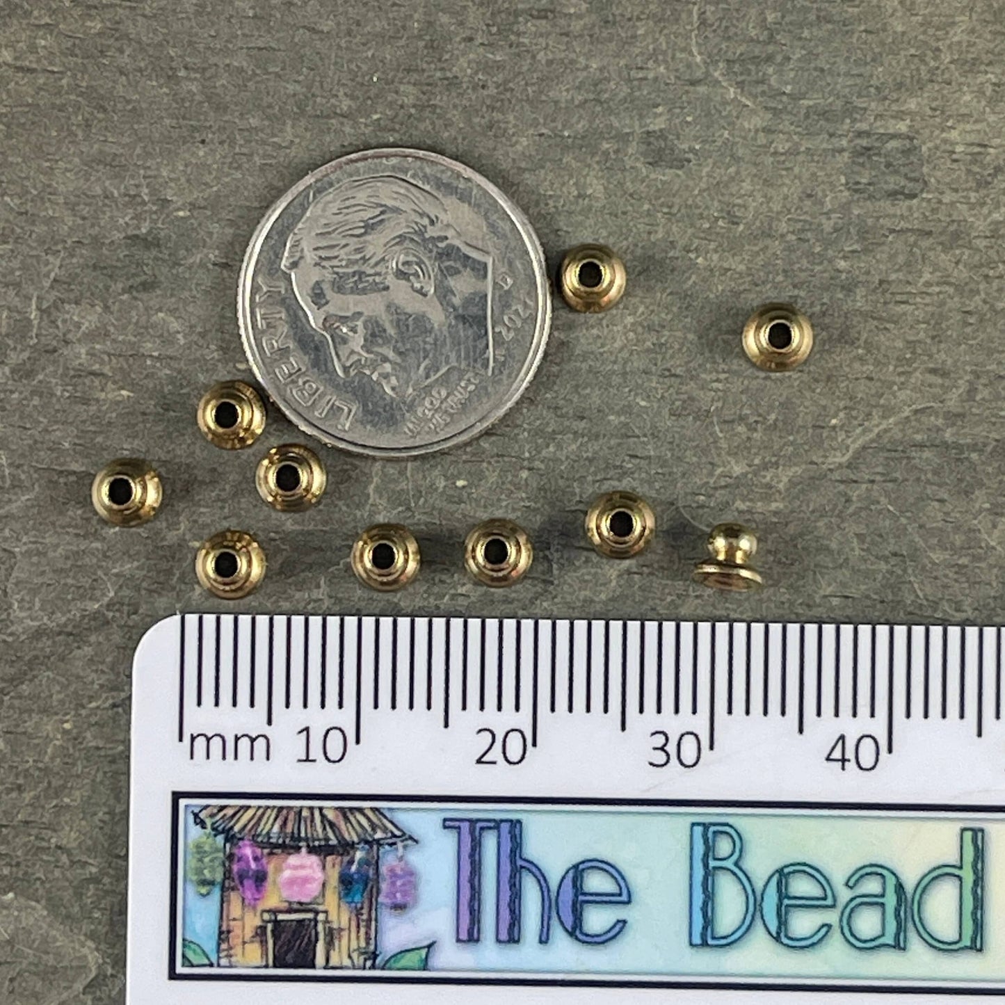 4mm Raw Brass Knob Bead Caps, Small Gold Bead Caps (BB53) * Qty. 12 or 24