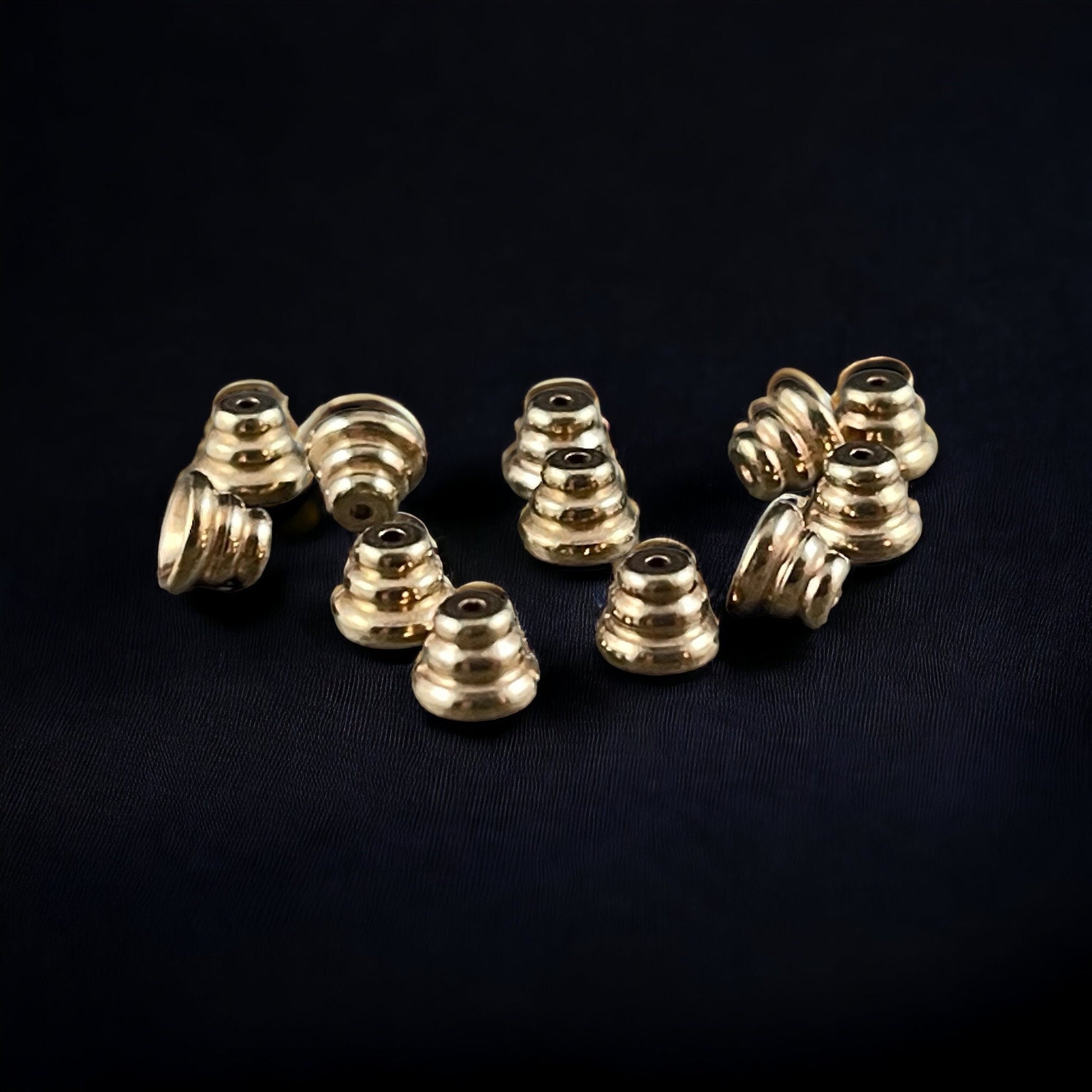 4mm Gold Beehive or Stacked Design, Raw Brass Bead Caps (BB50) *