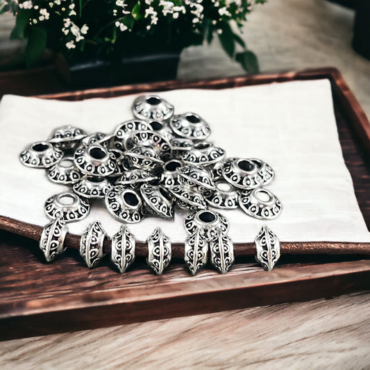 Antiqued Silver Bicone Spacer - 6x3mm Saucer Beads (0725Y-S) * 100 Beads