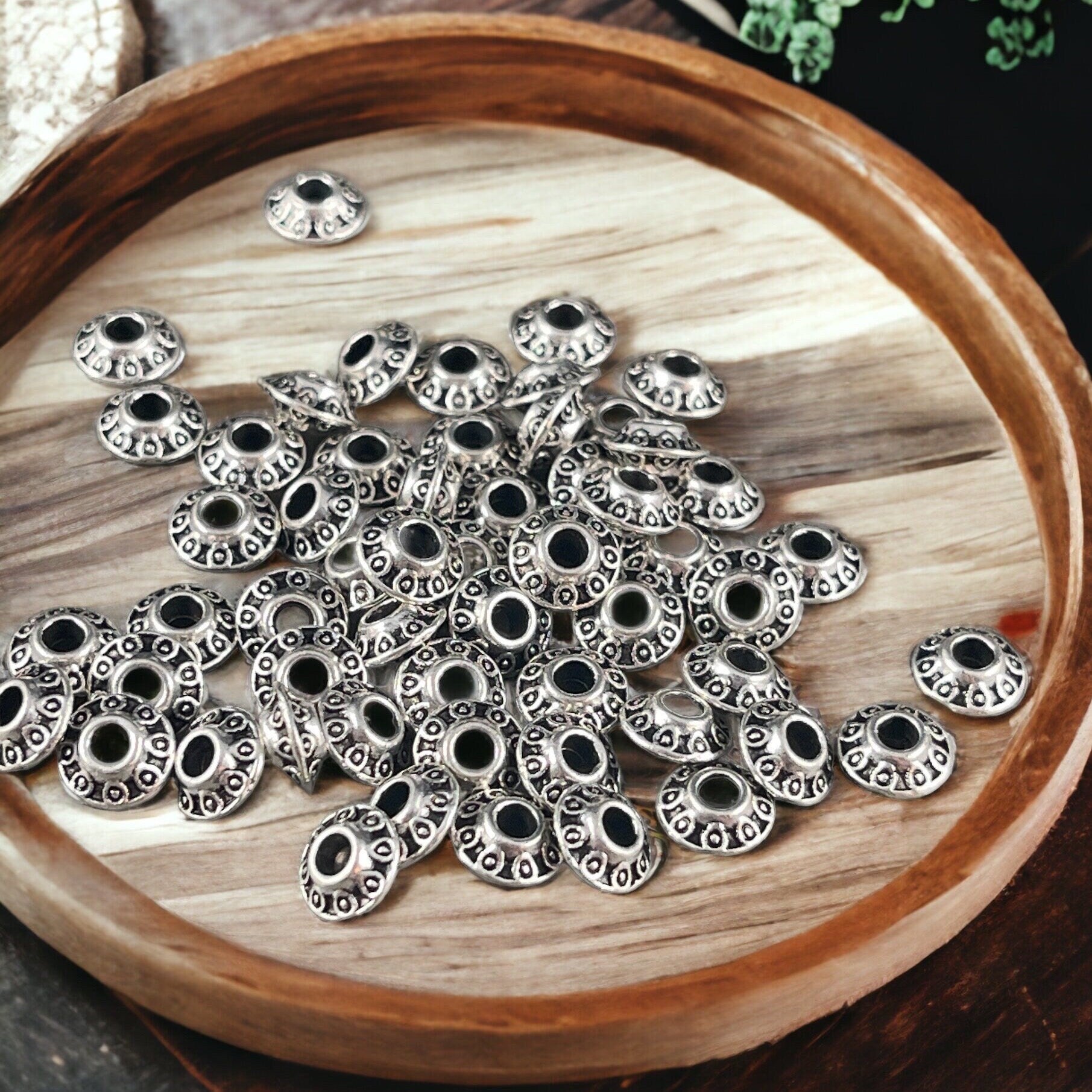 Antiqued Silver Bicone Spacer - 6x3mm Saucer Beads (0725Y-S) * Qty. 100