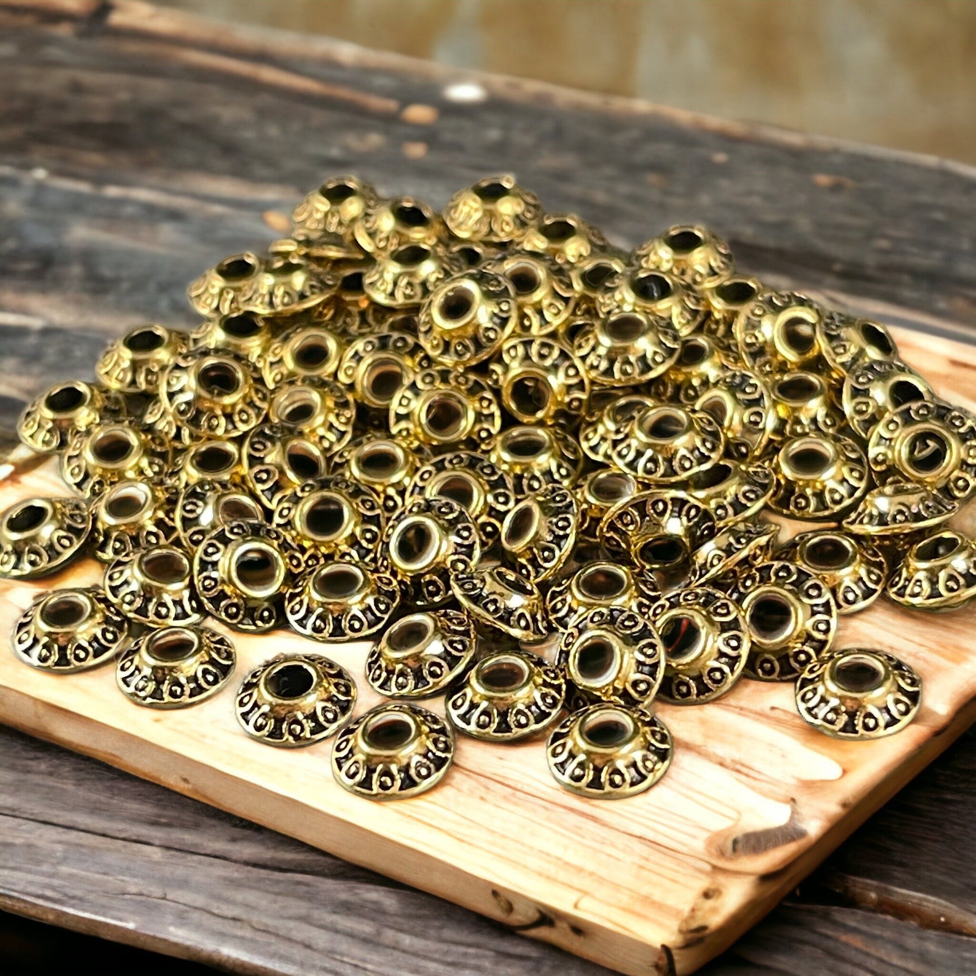 Antiqued Gold Bicone Spacer - 6x3mm Gold Saucer Bead (0725Y-G) * 100 Beads