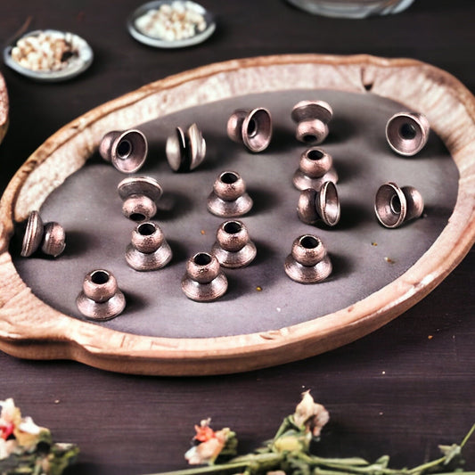 Copper Bead Caps, 4mm Knob Bead Caps, Small Copper Bead Caps, 4mm Bead Caps, Antiqued Copper Bead Caps (VJS-A53A) *