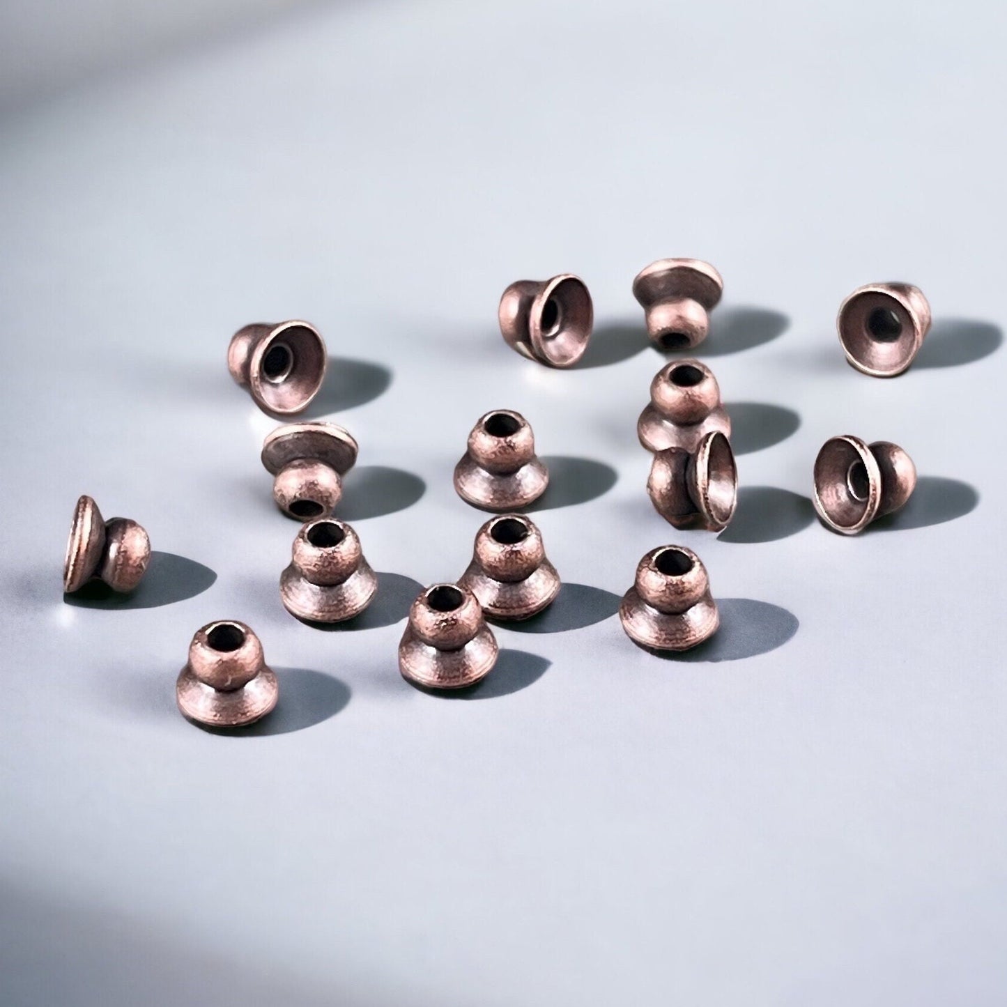 Copper Bead Caps, 4mm Knob Bead Caps, Small Copper Bead Caps, 4mm Bead Caps, Antiqued Copper Bead Caps (VJS-A53A) *