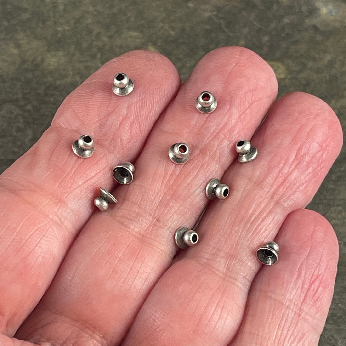 4mm Knob Bead Caps, Oxidized Silver Plated Brass (VJS-R399) * Choose Qty. in Options