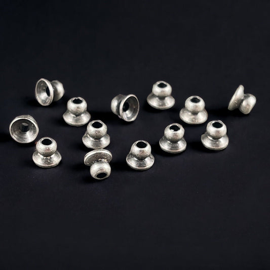 4mm Knob Bead Caps, Oxidized Silver Plated Brass (VJS-R399) * Choose Qty. in Options