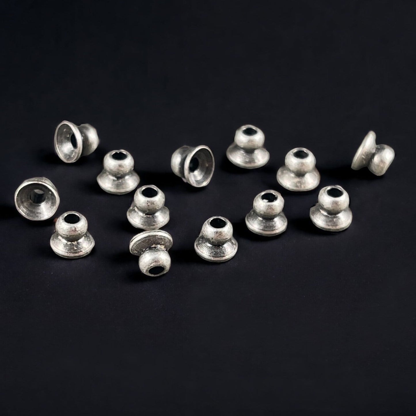 4mm Knob Bead Caps, Oxidized Silver Plated Brass (VJS-R399) * Choose Qty. in Options