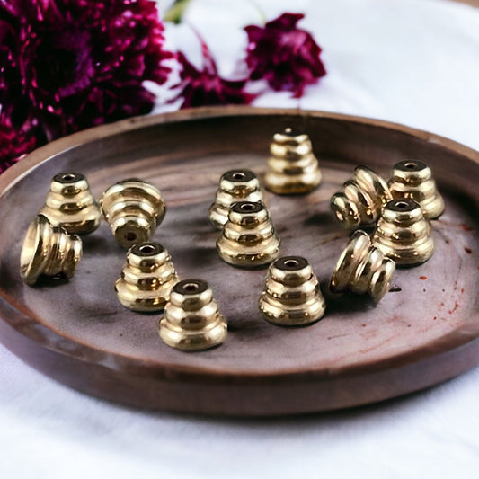 4mm Gold Beehive or Stacked Design, Raw Brass Bead Caps (BB50) *