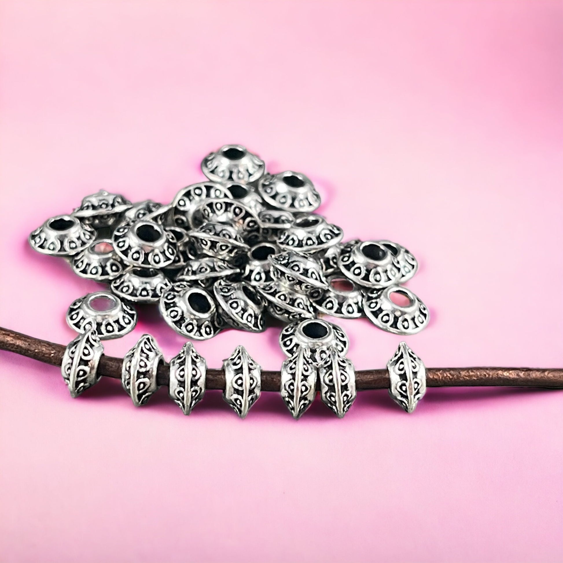 Antiqued Silver Bicone Spacer - 6x3mm Saucer Beads (0725Y-S) * 100 Beads