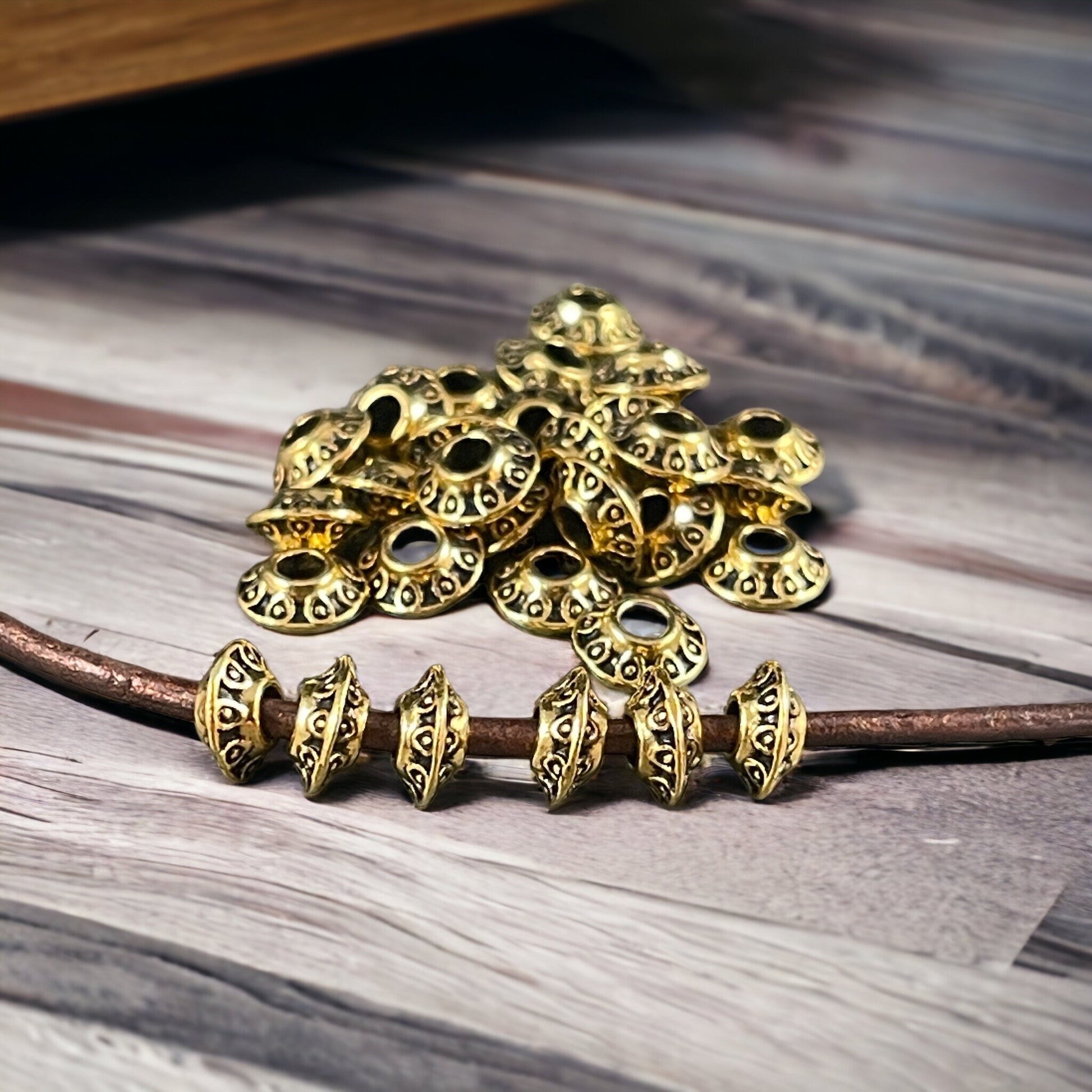 Antiqued Gold Bicone Spacer - 6x3mm Gold Saucer Bead (0725Y-G) * 100 Beads