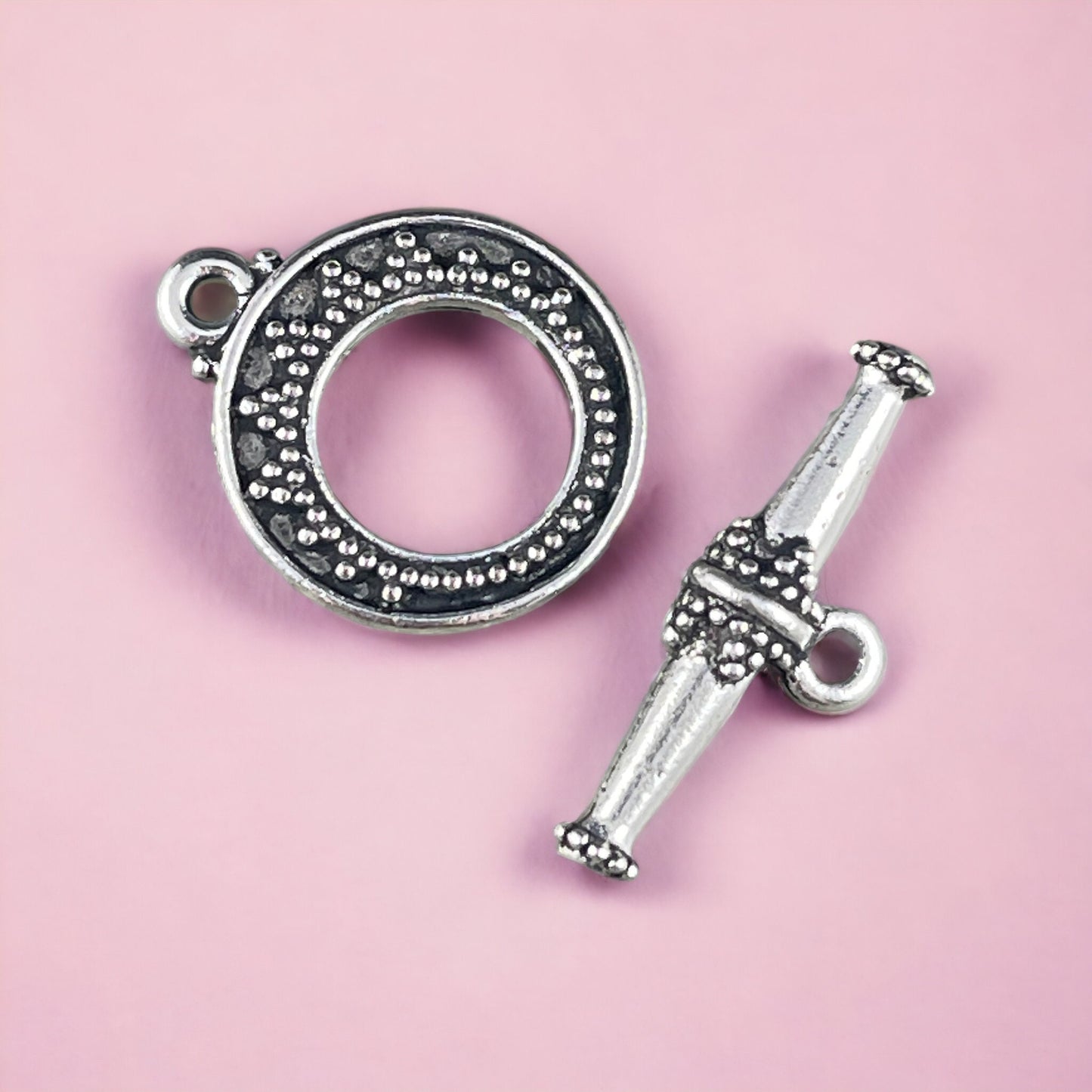 Silver Toggle Clasp by TierraCast, Antiqued Silver Clasp, TierraCast Tappered Bali Toggle Clasp, Medium Size Clasp (TC/6088-12) * Qty. 2