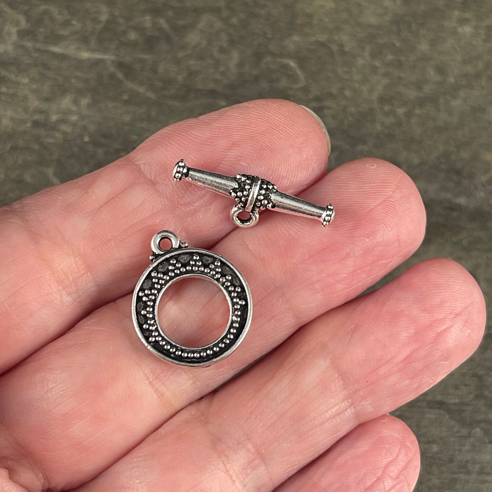 Silver Toggle Clasp by TierraCast, Antiqued Silver Clasp, TierraCast Tappered Bali Toggle Clasp, Medium Size Clasp (TC/6088-12) * Qty. 2
