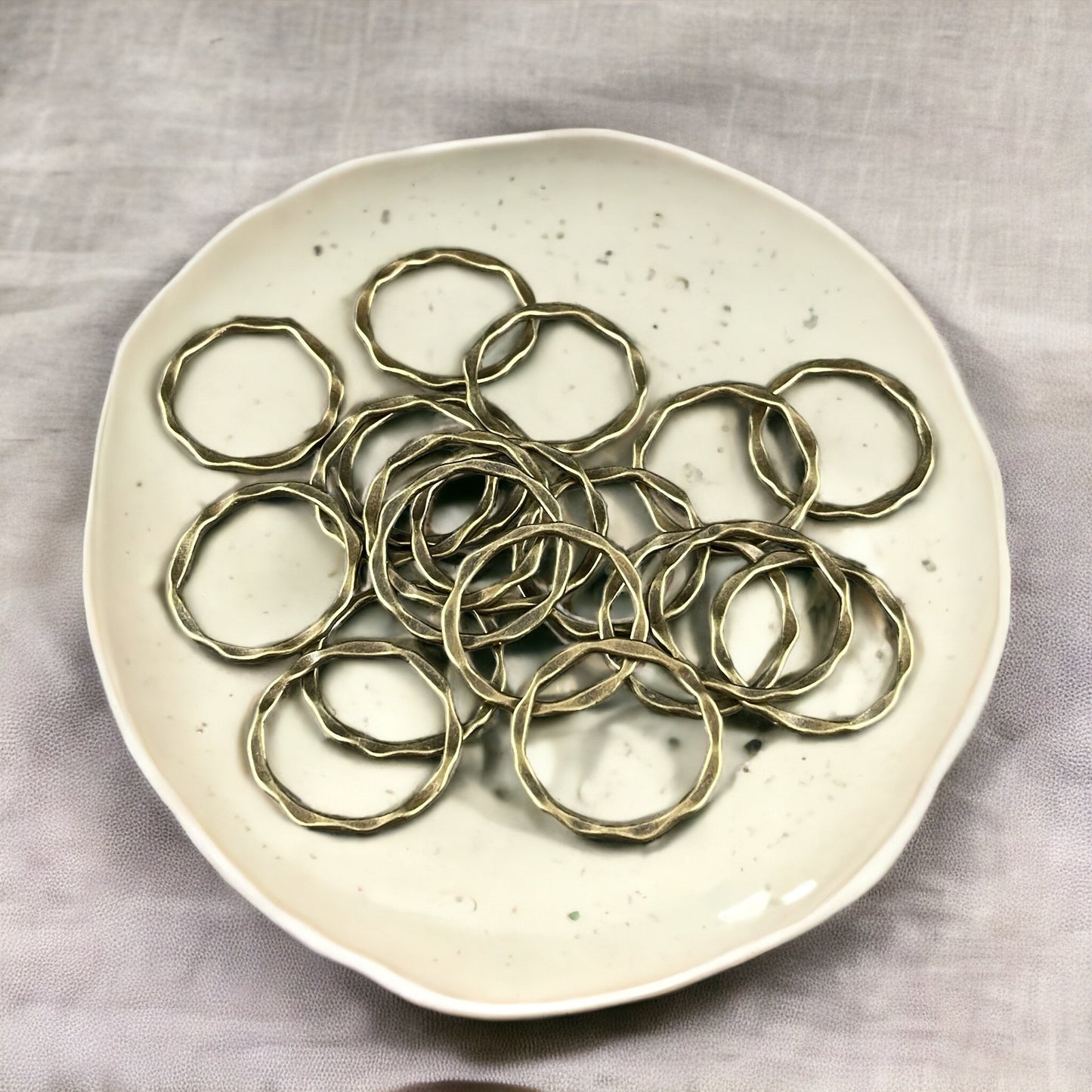 22mm Flat Linking Rings, Antiqued Brass Plated Circle Connector, Nickel Free (A017-AB-NF) * Qty. 30