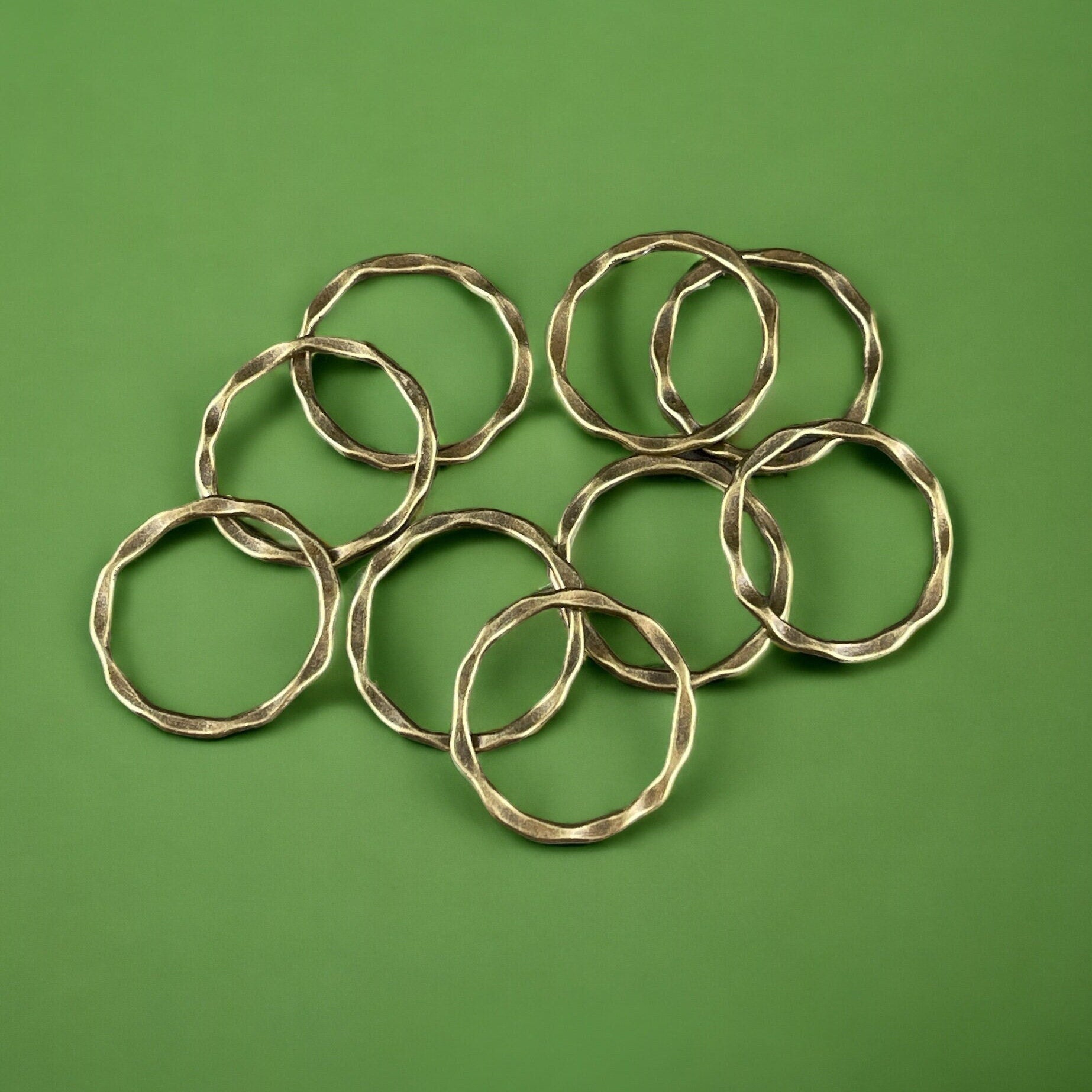 22mm Flat Linking Rings, Antiqued Brass Plated Circle Connector, Nickel Free (A017-AB-NF) * Qty. 30