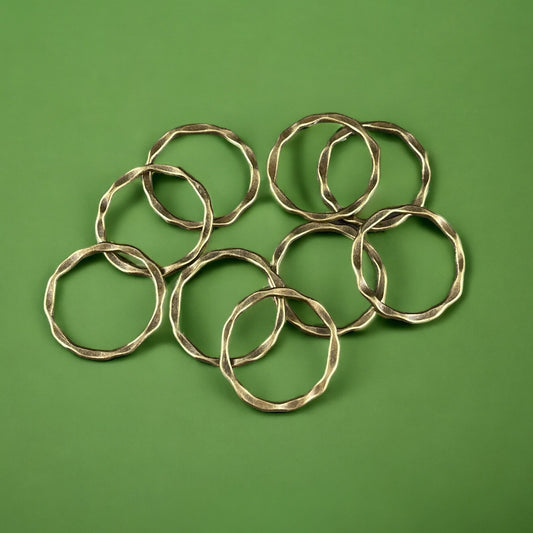 22mm Flat Linking Rings, Antiqued Brass Plated Circle Connector, Nickel Free (A017-AB-NF) * Qty. 30