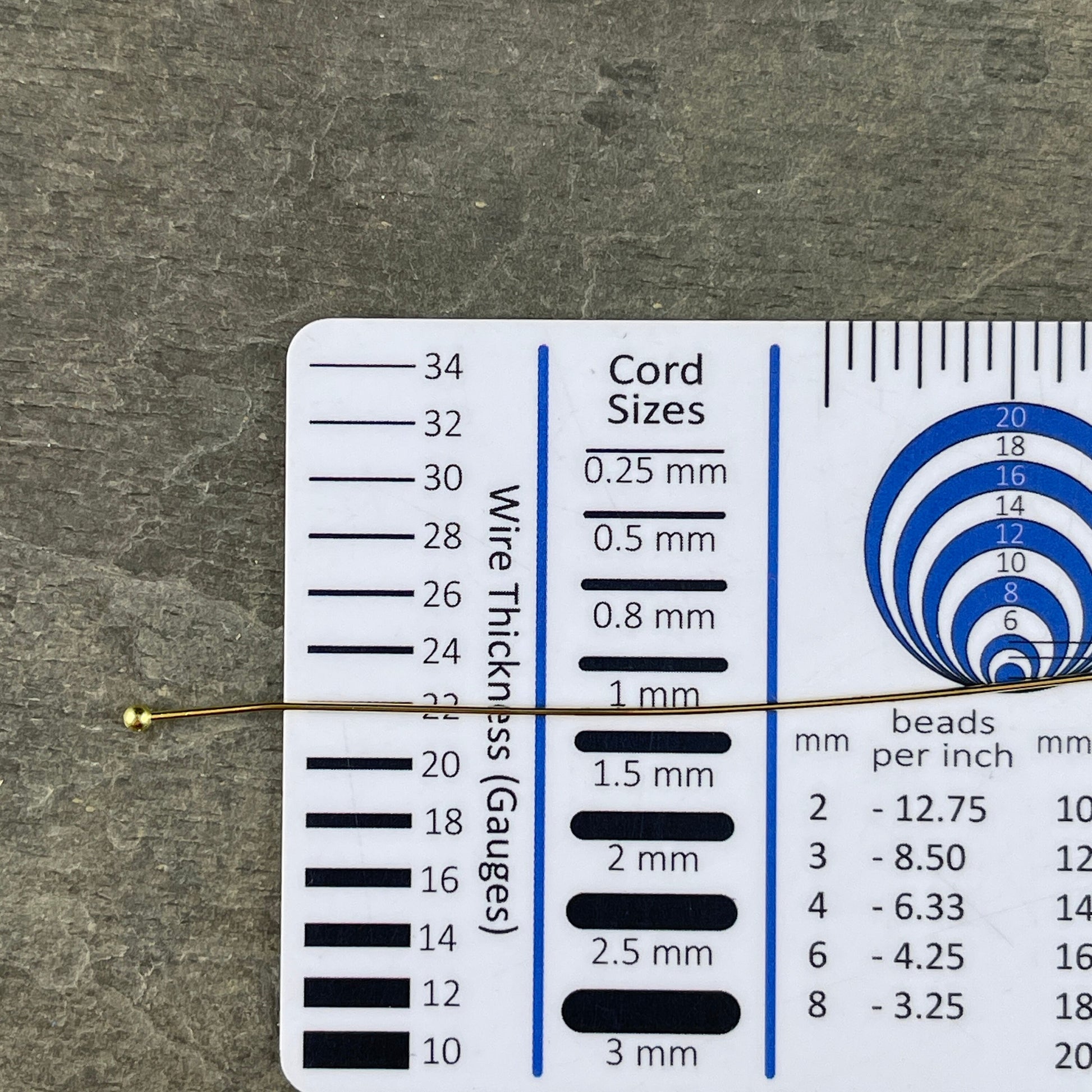 Gold 2-1/2" 22g Ball Headpins - Gold Plated Brass Head Pins (PH-BHP-G) * Qty. 100
