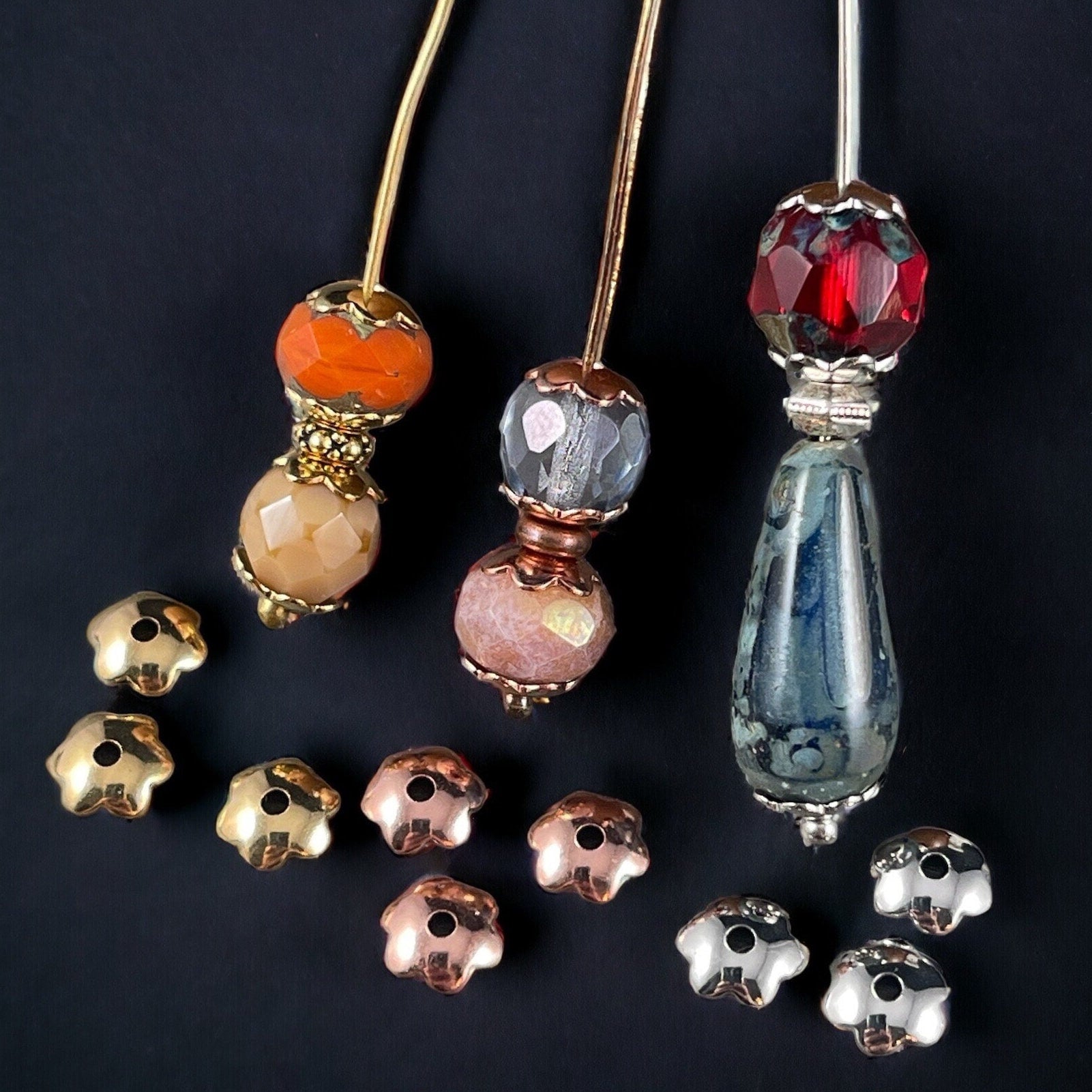 6mm Smooth Petal Bead Caps - Copper Plated, Gold Plated or Silver Plated (BC-7267) * Qty. 36