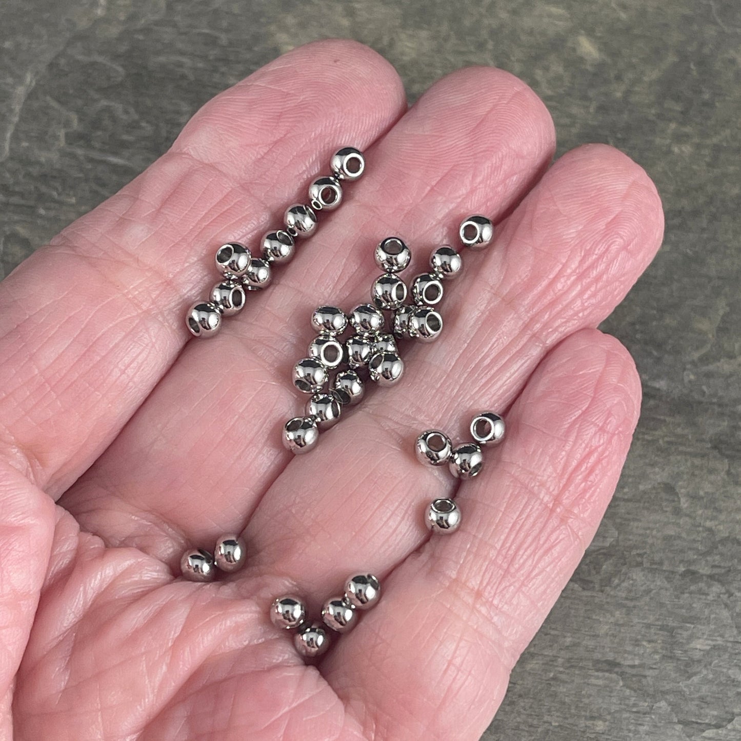 Stainless Steel Spacer Beads, 4x3mm Round Metal Beads, Small Dark Silver Spacer Beads (STAS-T021-4) * Qty. 50