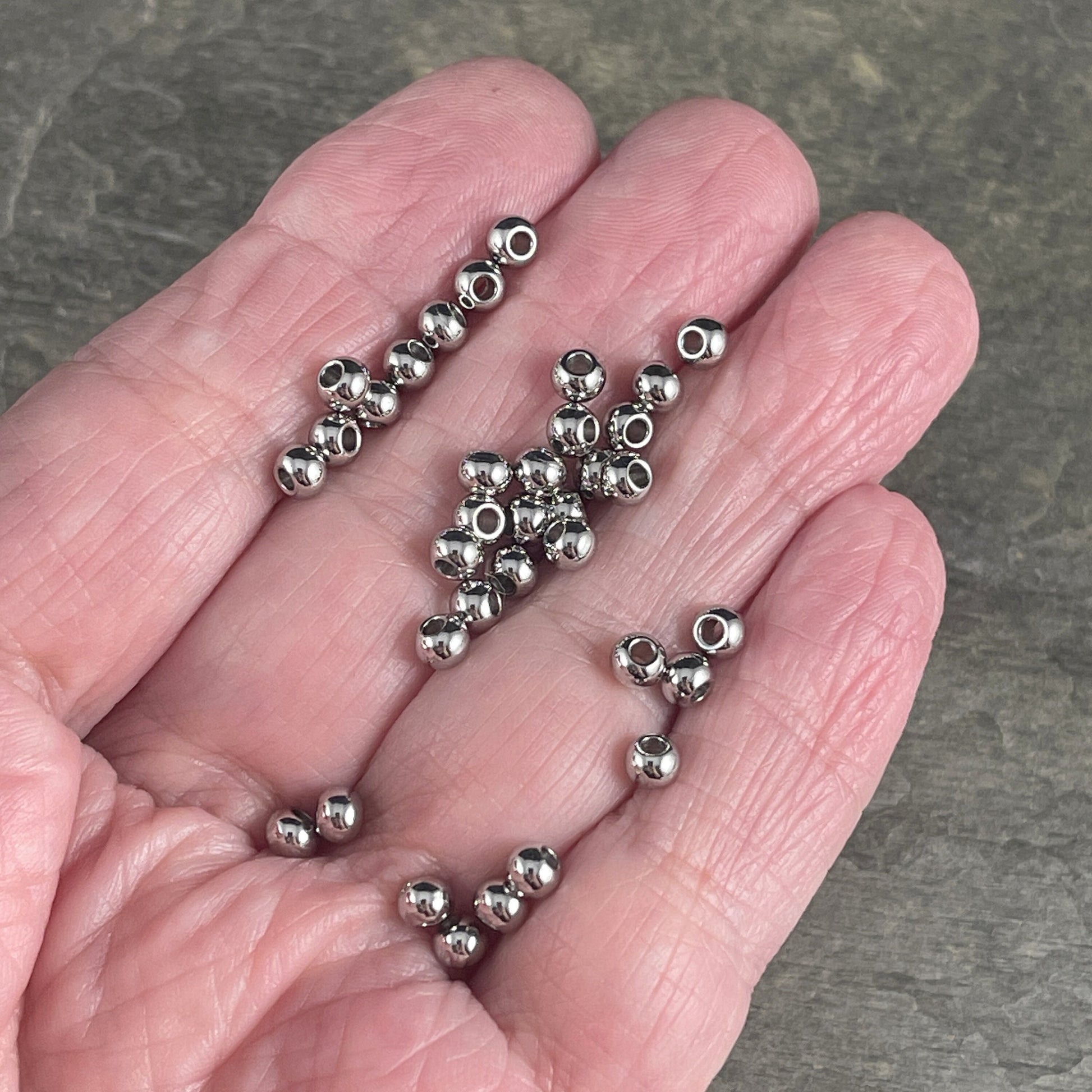 Stainless Steel Spacer Beads, 4x3mm Round Metal Beads, Small Dark Silver Spacer Beads (STAS-T021-4) * Qty. 50