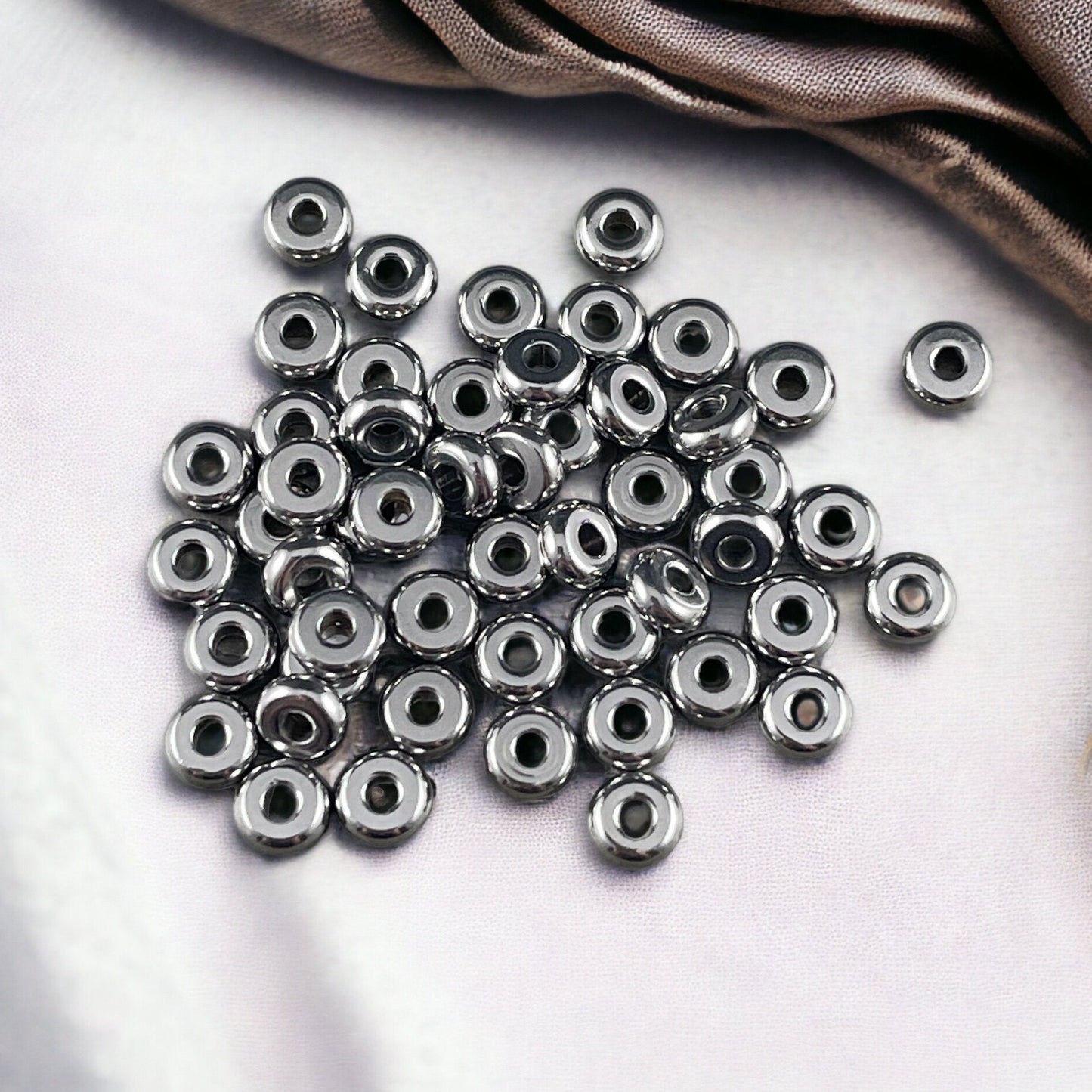 Stainless Steel Spacer Beads ~ 5x2mm Rondelle Beads, Flat Disc Spacers, Dark Silver Beads (STAS-H376-48) * Qty. 50