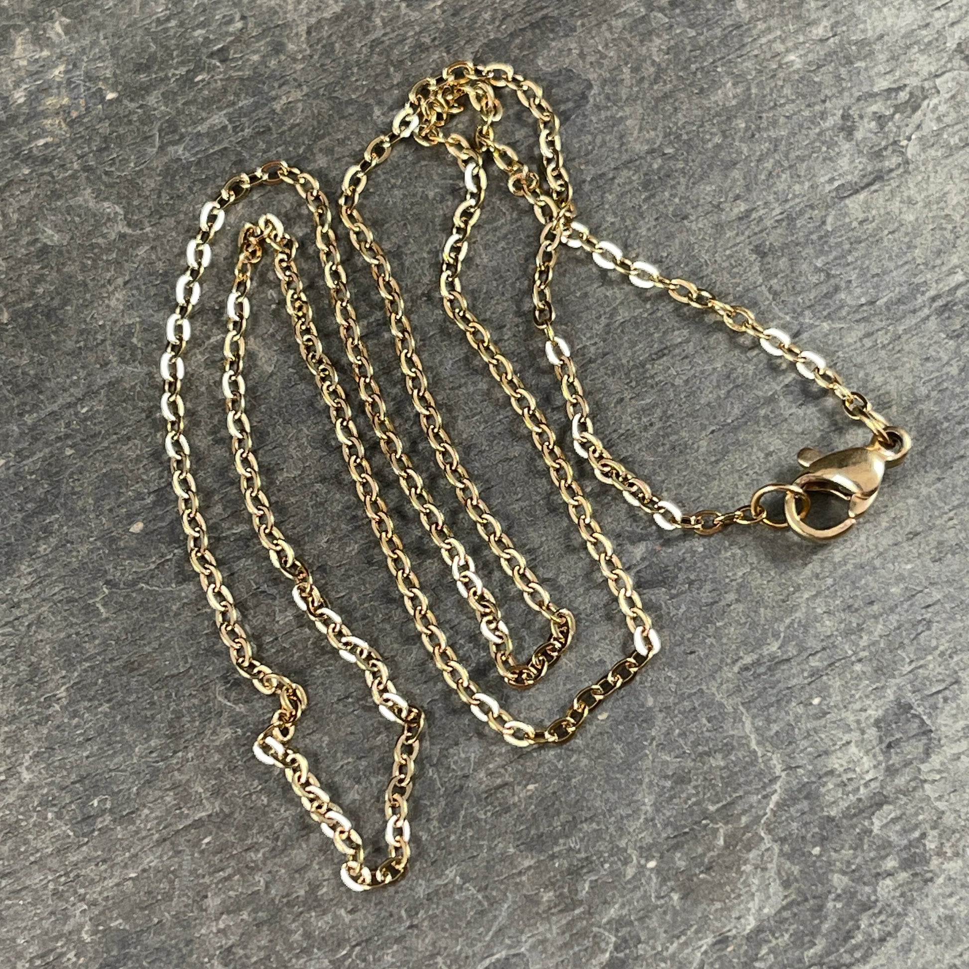 Gold Stainless Steel Chain Finished Necklace ~ 17.5" Gold Cable Link Necklace ~ 304 Stainless Steel 1.5mm Chain