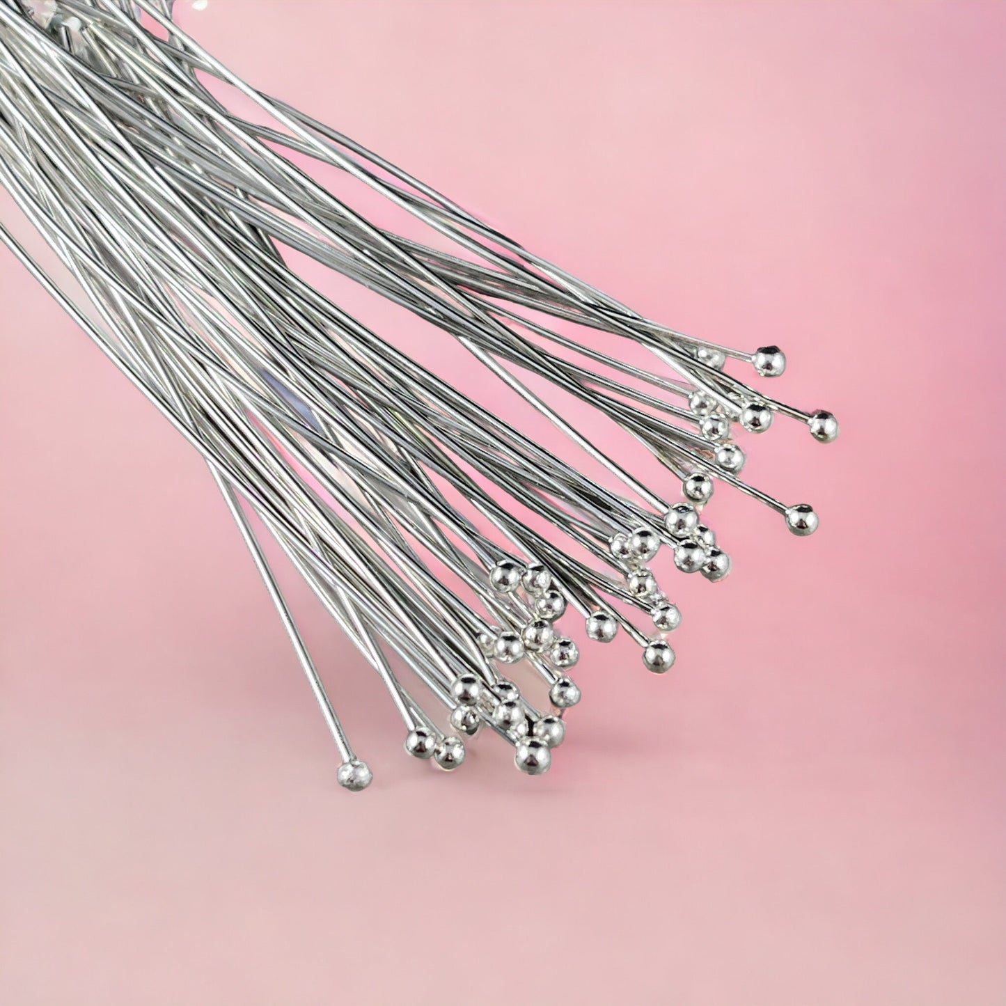 Silver Ball Headpins ~ 2 1/4" 22g Ball Headpins ~ Silver Plated Brass Head Pins (PH-BHP-S) * Qty. 100