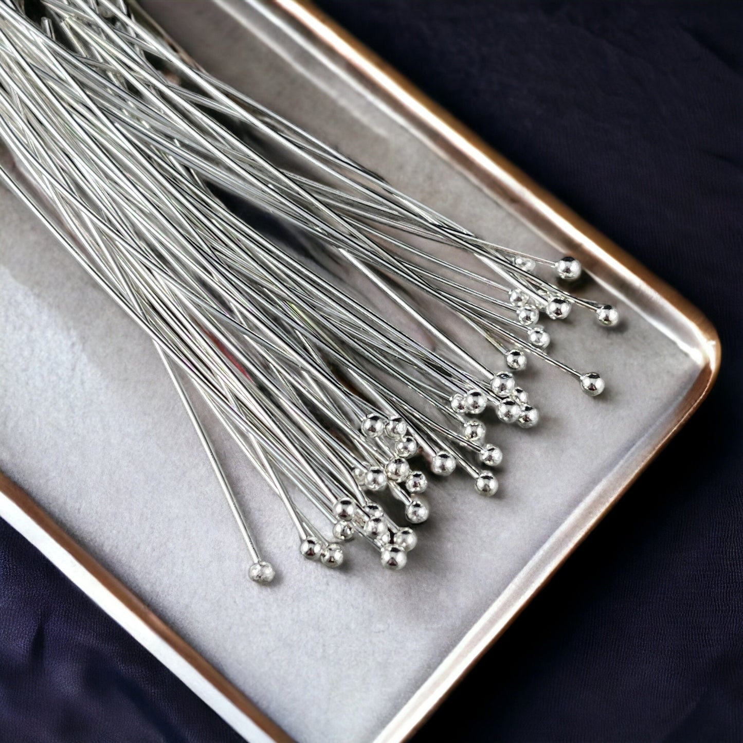 Silver Ball Headpins ~ 2 1/4" 22g Ball Headpins ~ Silver Plated Brass Head Pins (PH-BHP-S) * Qty. 100