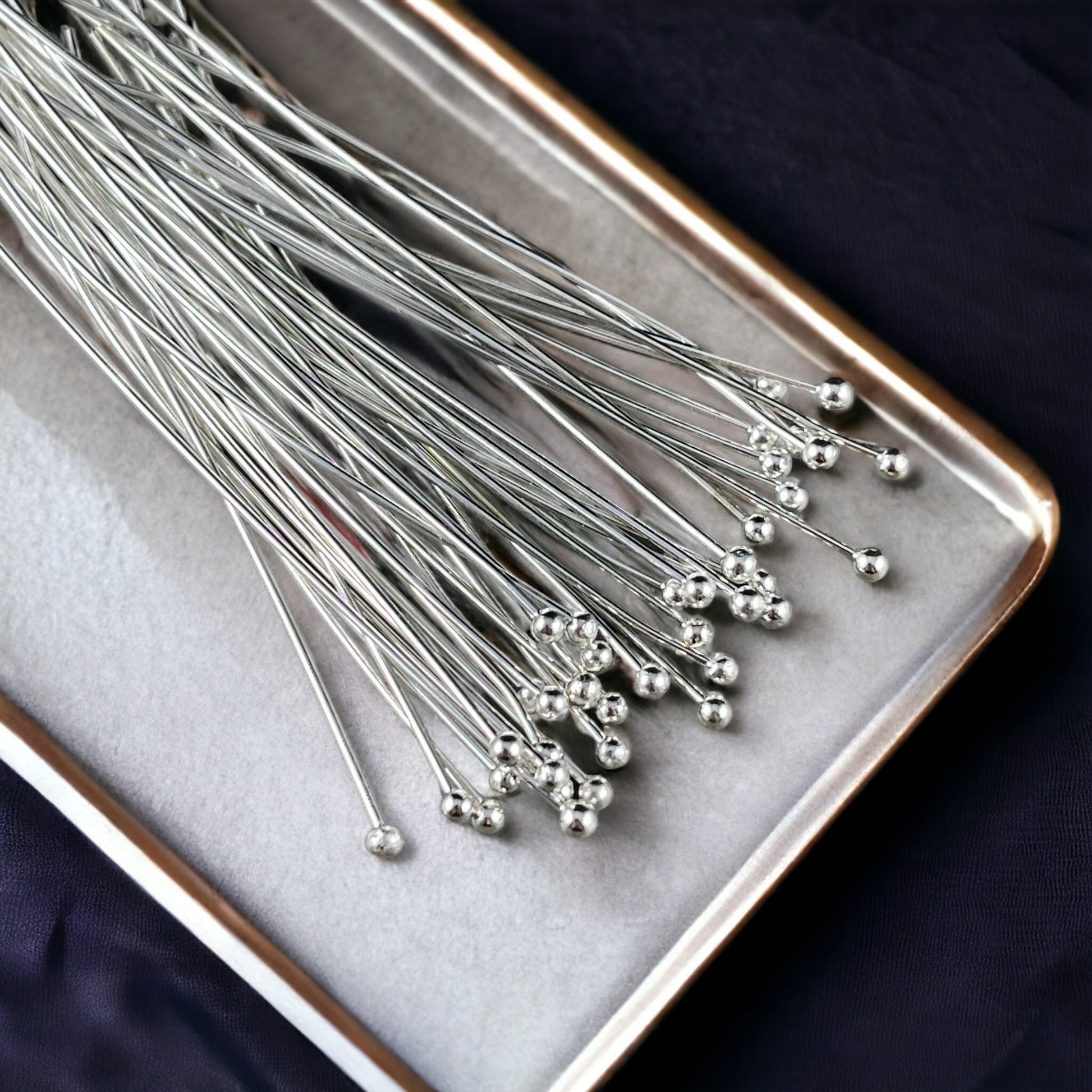 Silver Ball Headpins ~ 2 1/4" 22g Ball Headpins ~ Silver Plated Brass Head Pins (PH-BHP-S) * Qty. 100