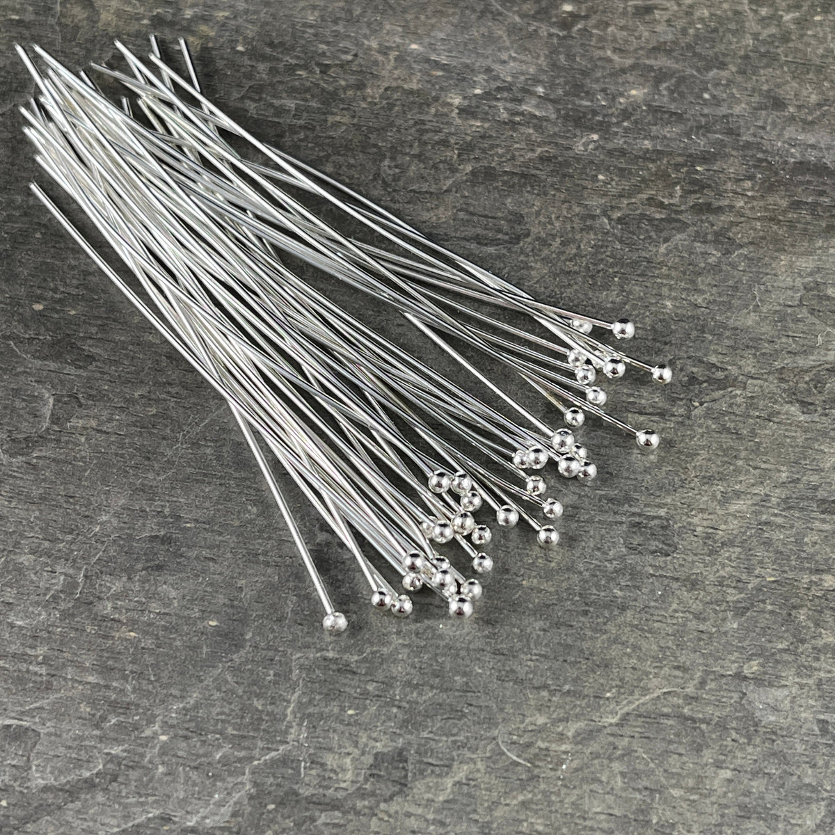 Silver Ball Headpins ~ 2 1/4" 22g Silver Plated Brass Head Pins (PH-BHP-S) * Qty. 100