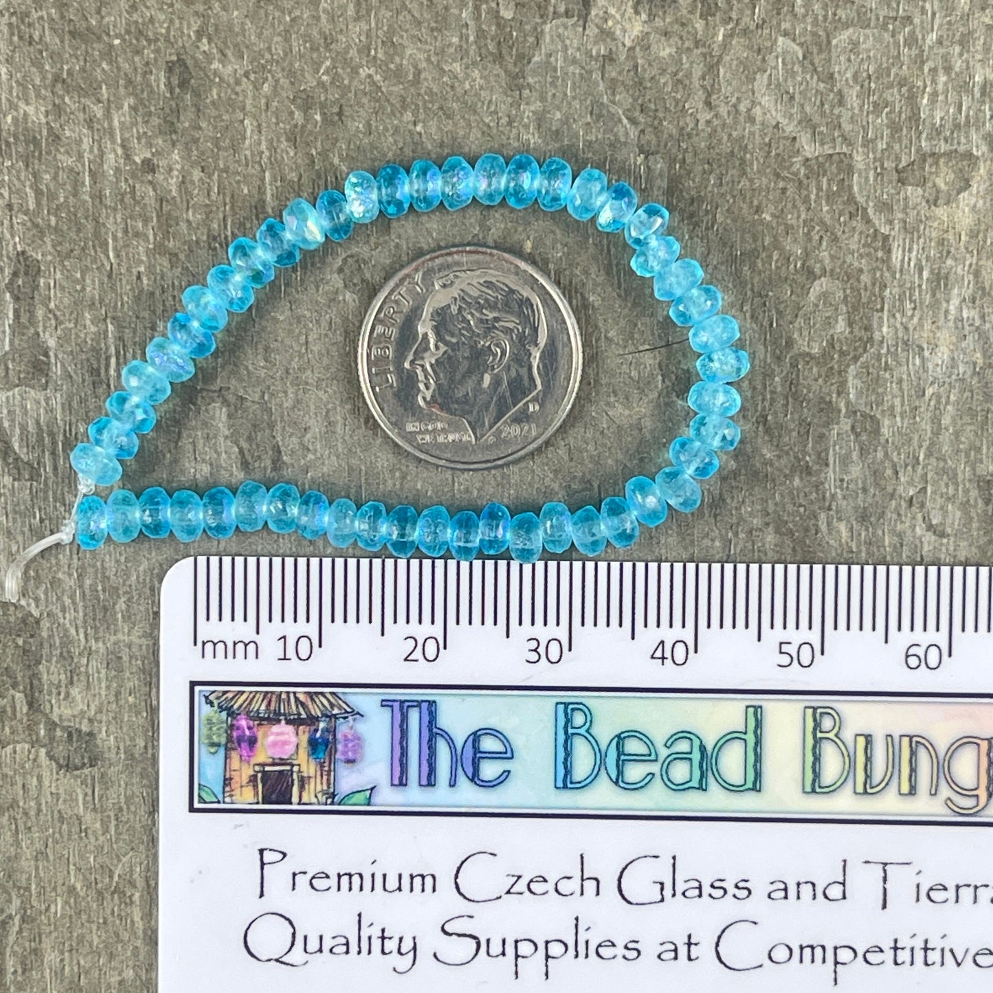 Czech Glass Beads - 4x2.5mm Faceted Rondelles, Etched Light Blue with AB Finish (RON3/N-0412) * Qty. 50