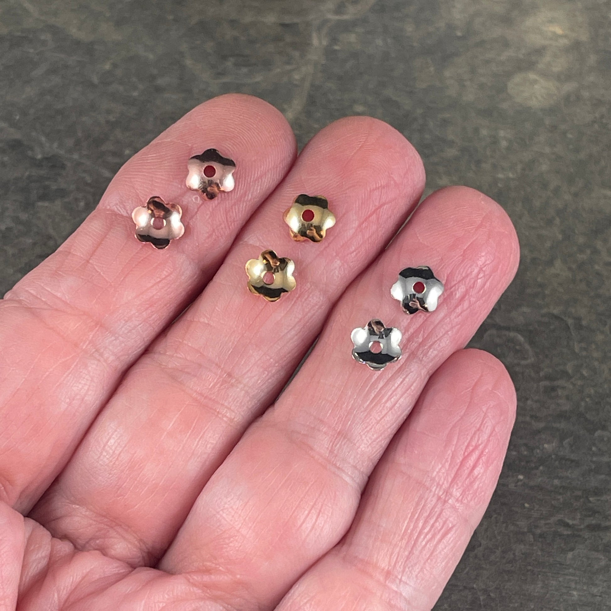 6mm Smooth Petal Bead Caps - Copper Plated, Gold Plated or Silver Plated (BC-7267) * Qty. 36