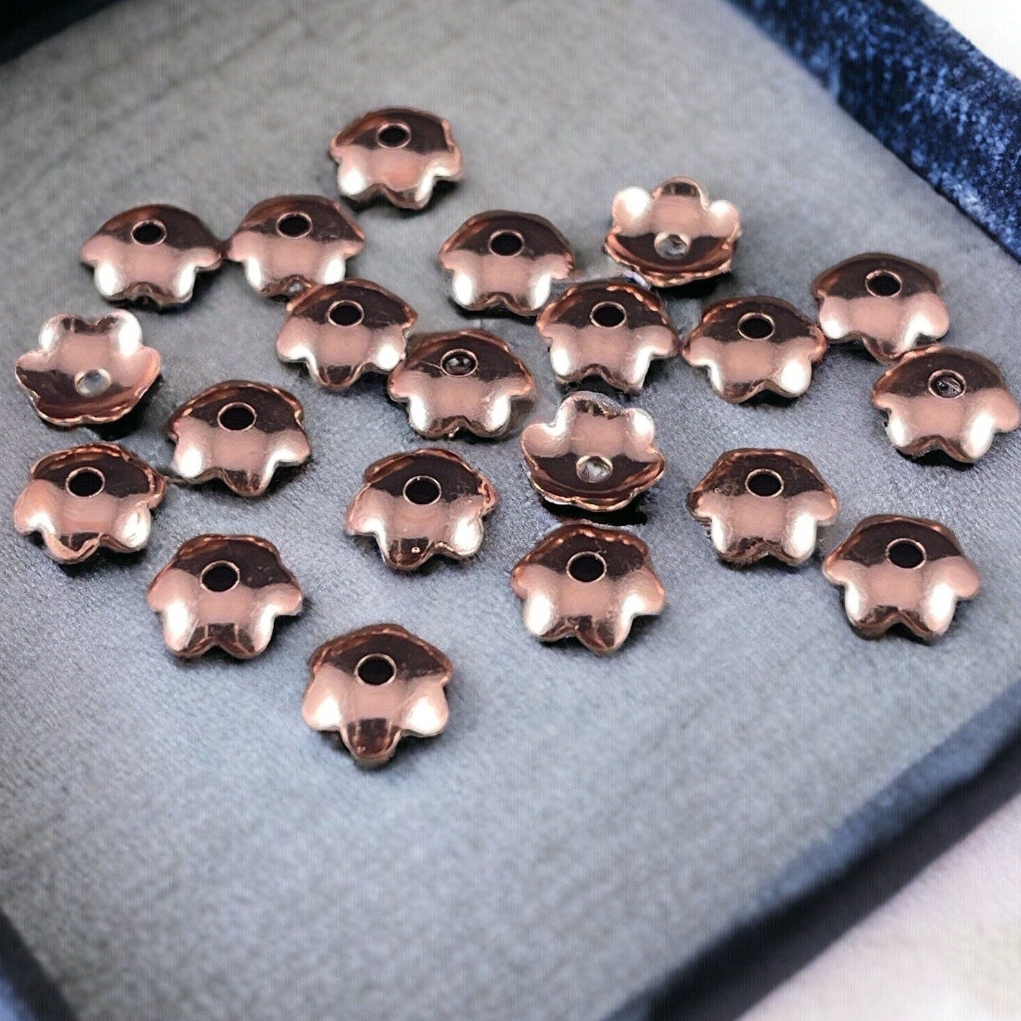 6mm Smooth Petal Bead Caps - Copper Plated, Gold Plated or Silver Plated (BC-7267) * Qty. 36