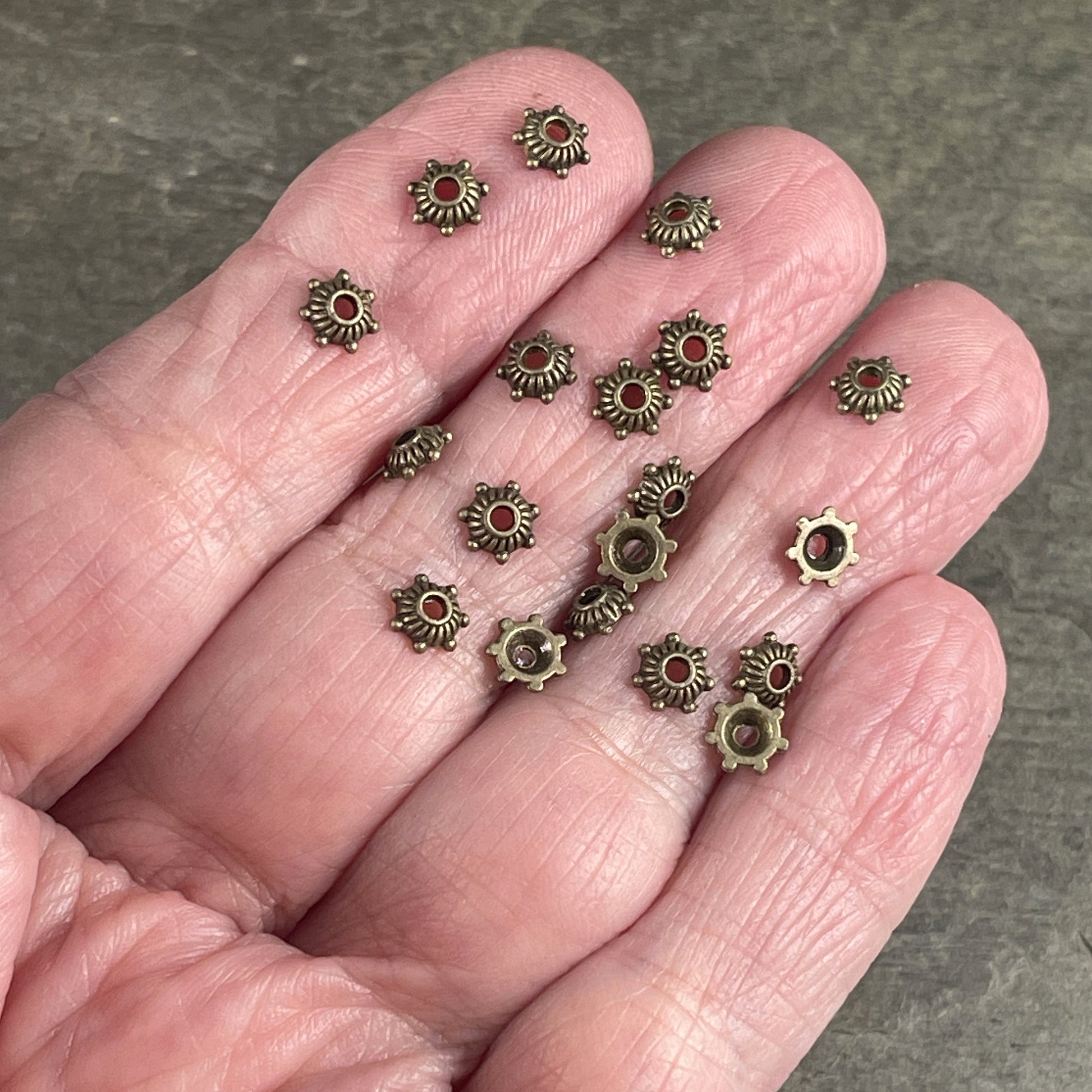 5mm Tibetan Style Antiqued Brass Bead Caps (MLF0514Y-NF) * Qty. 200