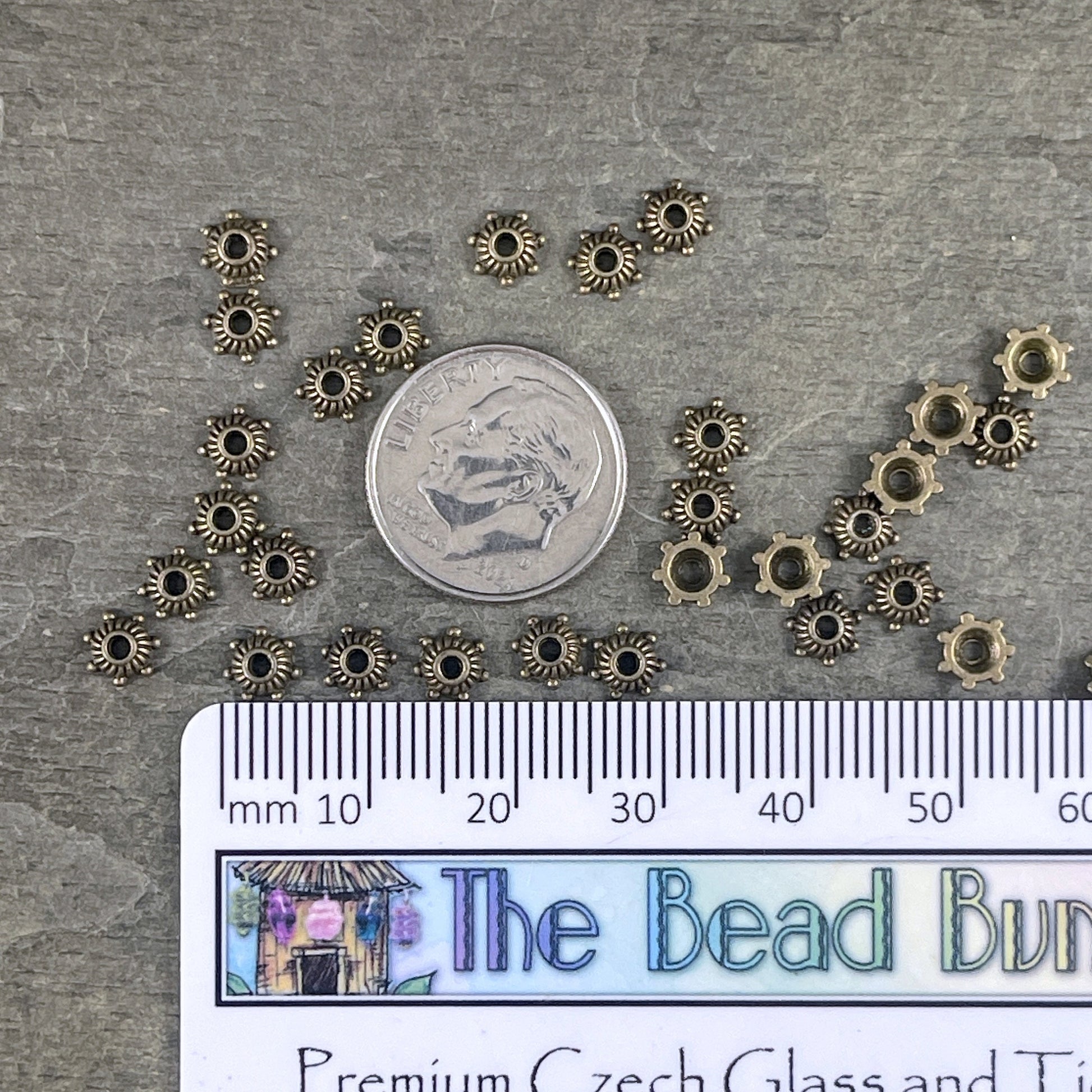 5mm Tibetan Style Antiqued Brass Bead Caps (MLF0514Y-NF) * Qty. 200