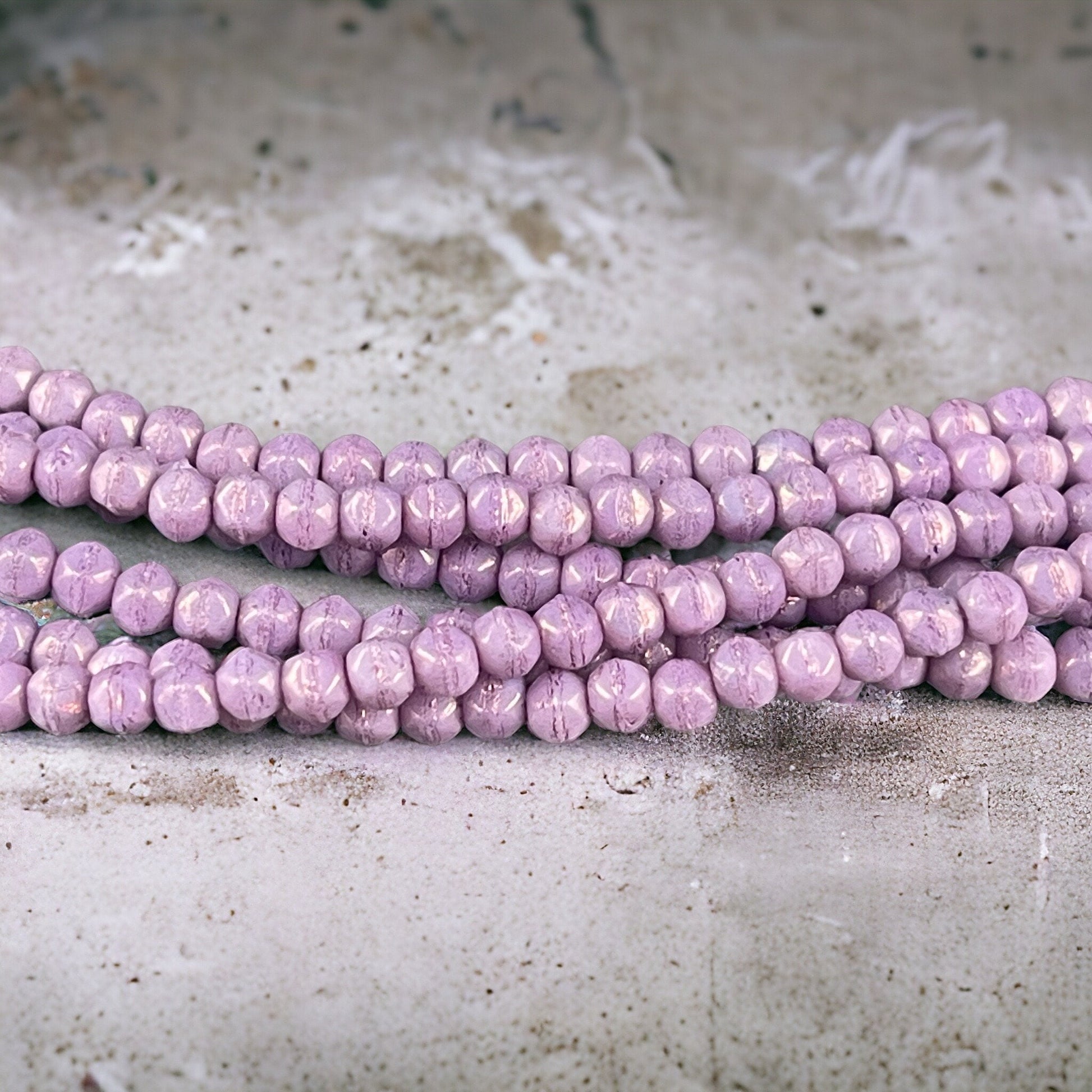 Czech Glass Beads - 3mm English Cut Purple Beads - Lavender Luster (EC3/SM-P14415) * Qty. 50