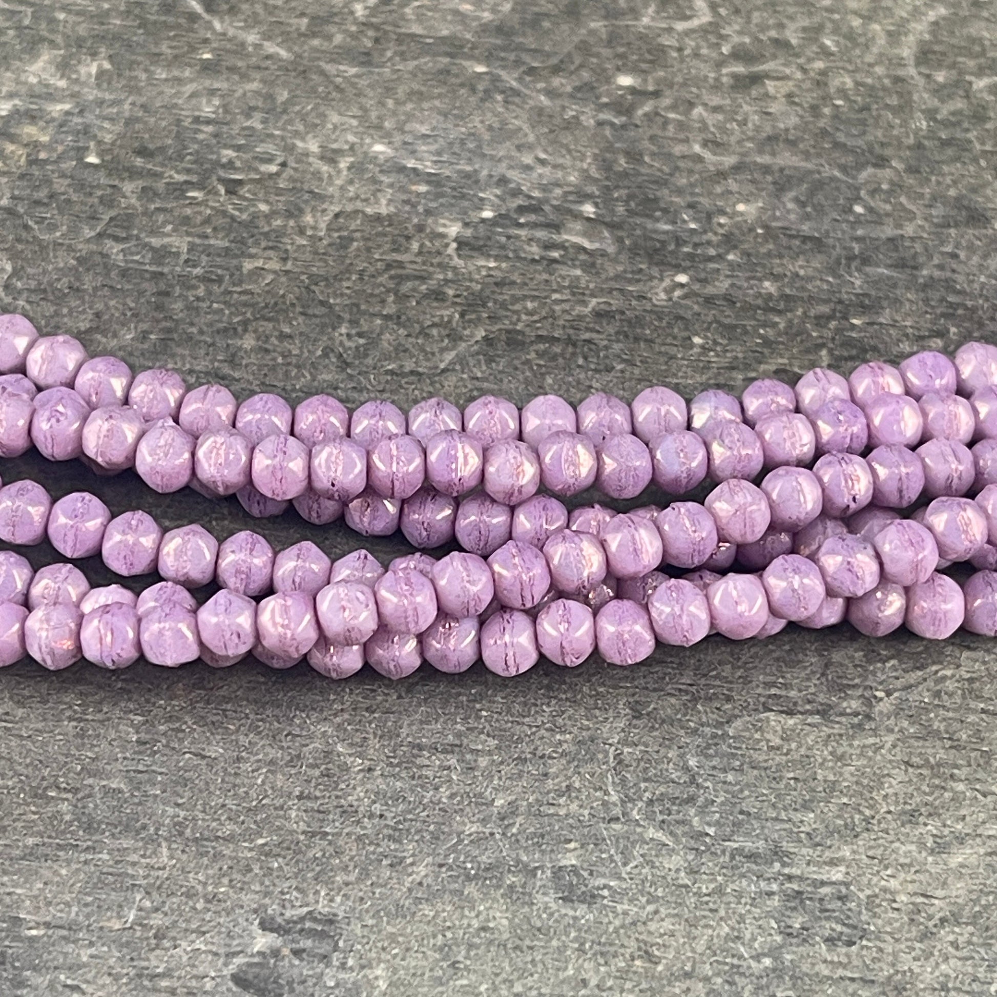 Purple Glass Beads ~ Opaque Purple Spacer Beads ~ 3mm English Cut Czech Glass Beads - Lavender Luster (EC3/SM-P14415) * Qty. 50