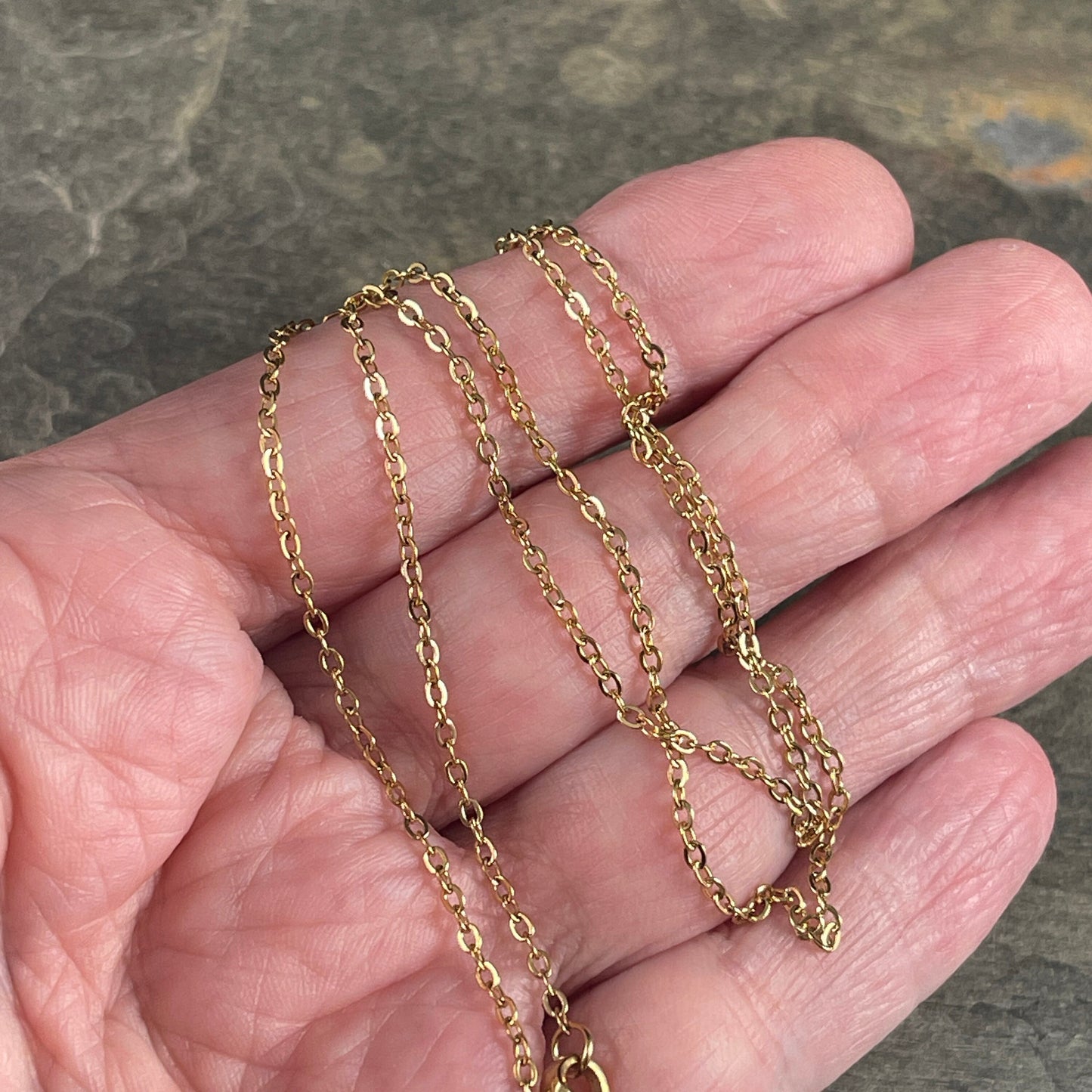 Gold Stainless Steel Chain Finished Necklace ~ 17.5" Gold Cable Link Necklace ~ 304 Stainless Steel 1.5mm Chain