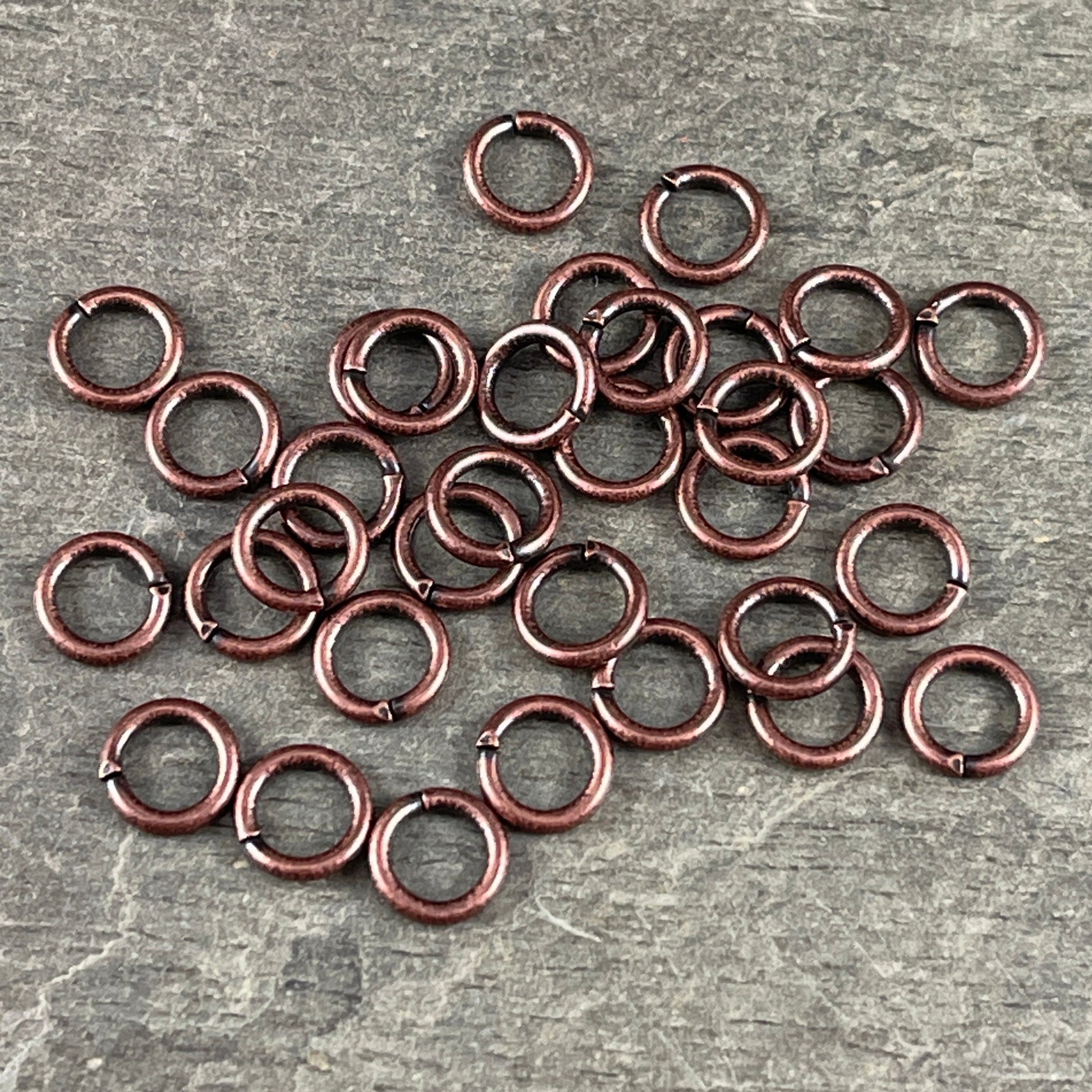 6mm Antiqued Copper Jump Rings ~ 18g Copper Plated Brass Open Jump Rings (4865) * Qty. 100