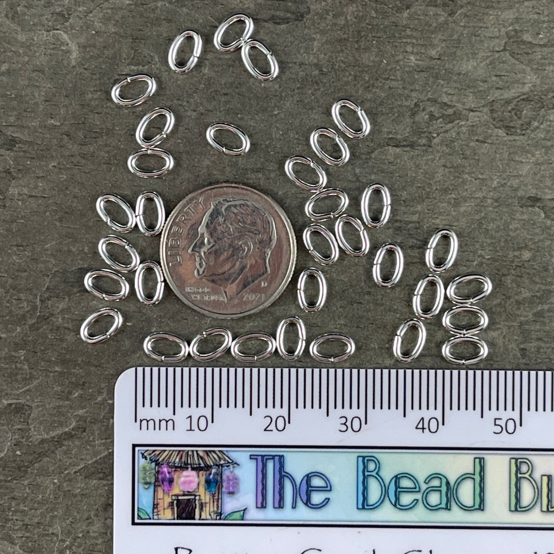 6x4mm Oval Jump Rings, 18g Open, Silver Plated Brass (FMG/9910) * Qty. 100