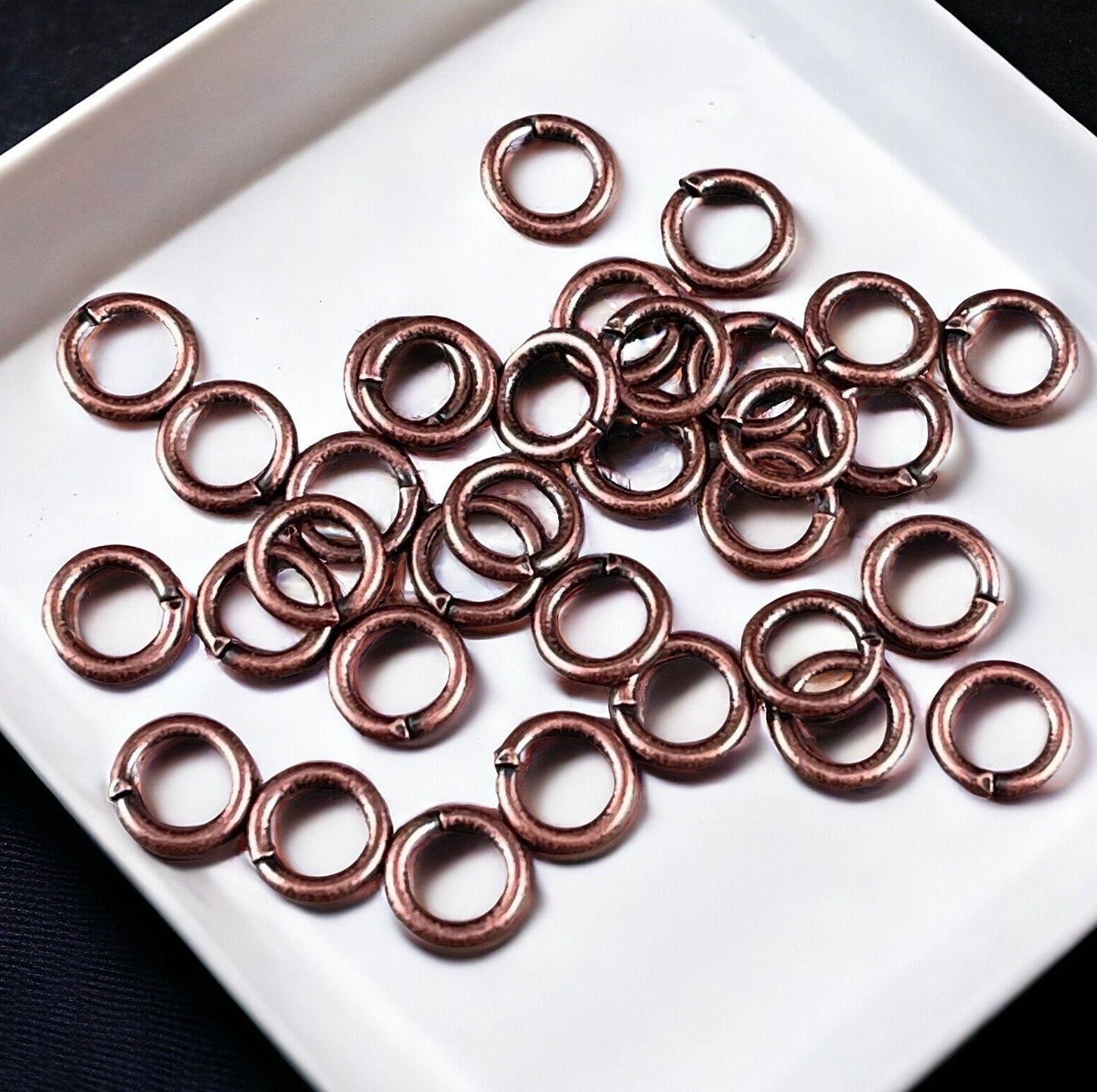 6mm Antiqued Copper Jump Rings - 18g Copper Plated Brass Open Jumprings (FMG/4865) * Qty. 100