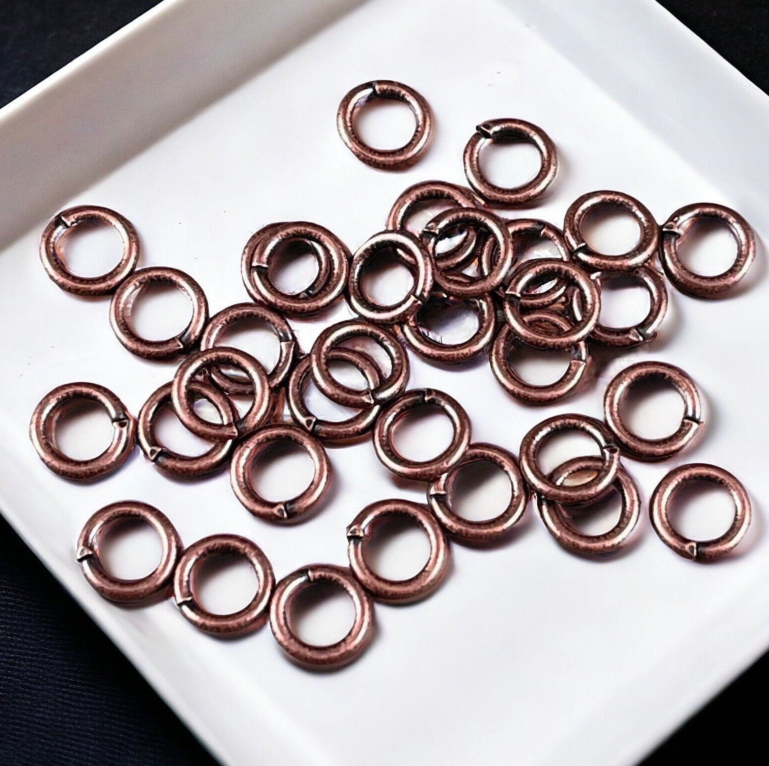 6mm Antiqued Copper Jump Rings - 18g Copper Plated Brass Open Jumprings (FMG/4865) * Qty. 100