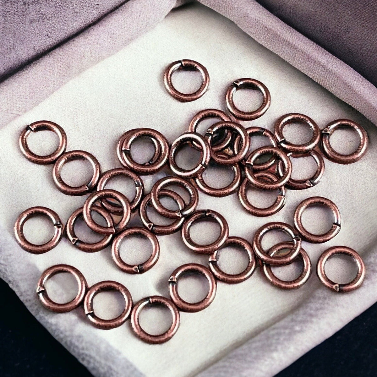 6mm Antiqued Copper Jump Rings - 18g Copper Plated Brass Open Jumprings (FMG/4865) * Qty. 100