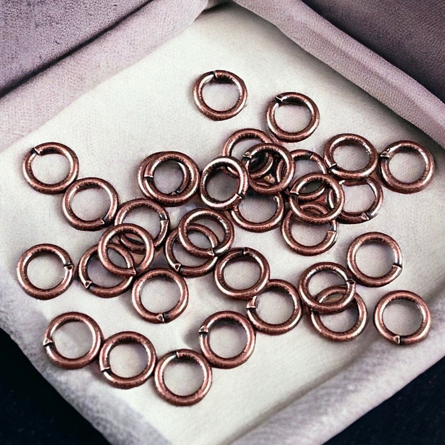 6mm Antiqued Copper Jump Rings - 18g Copper Plated Brass Open Jumprings (FMG/4865) * Qty. 100