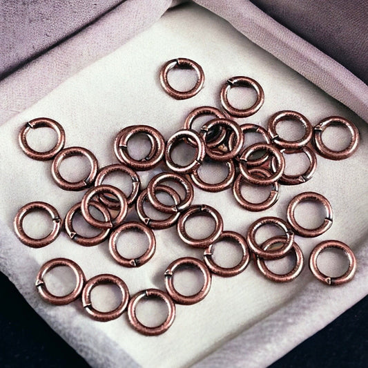 6mm Antiqued Copper Jump Rings - 18g Copper Plated Brass Open Jumprings (FMG/4865) * Qty. 100
