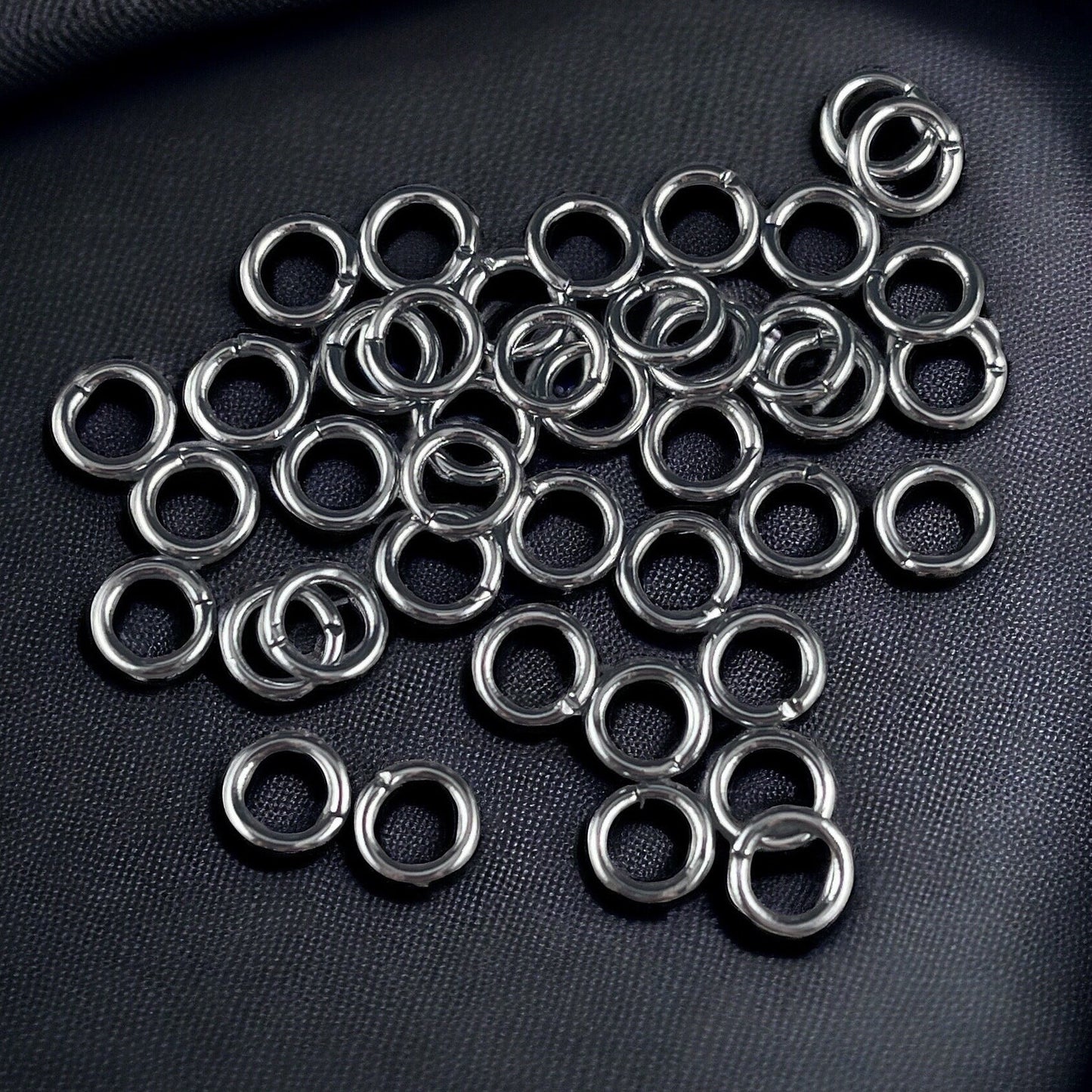 6mm Black Jump Rings - 18g Gunmetal Plated Brass Open Jump Rings (FMG/4867) * Qty. 100