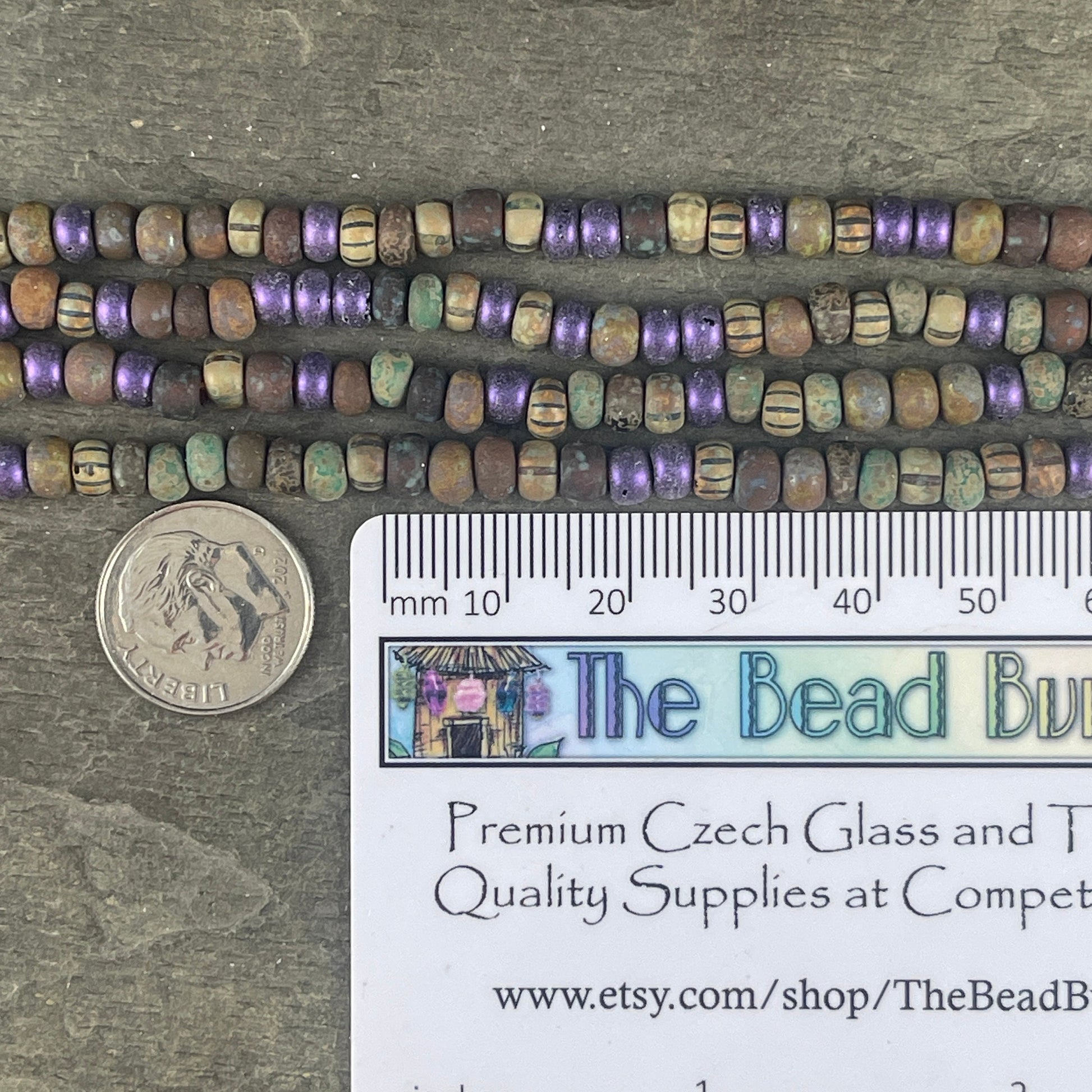 Rustic Aged Picasso Seed Beads ~ 4/0 Seed Beads ~ 5mm Matte Finish Brown & Green Mix (4/0-AZMX) * 20" Strand