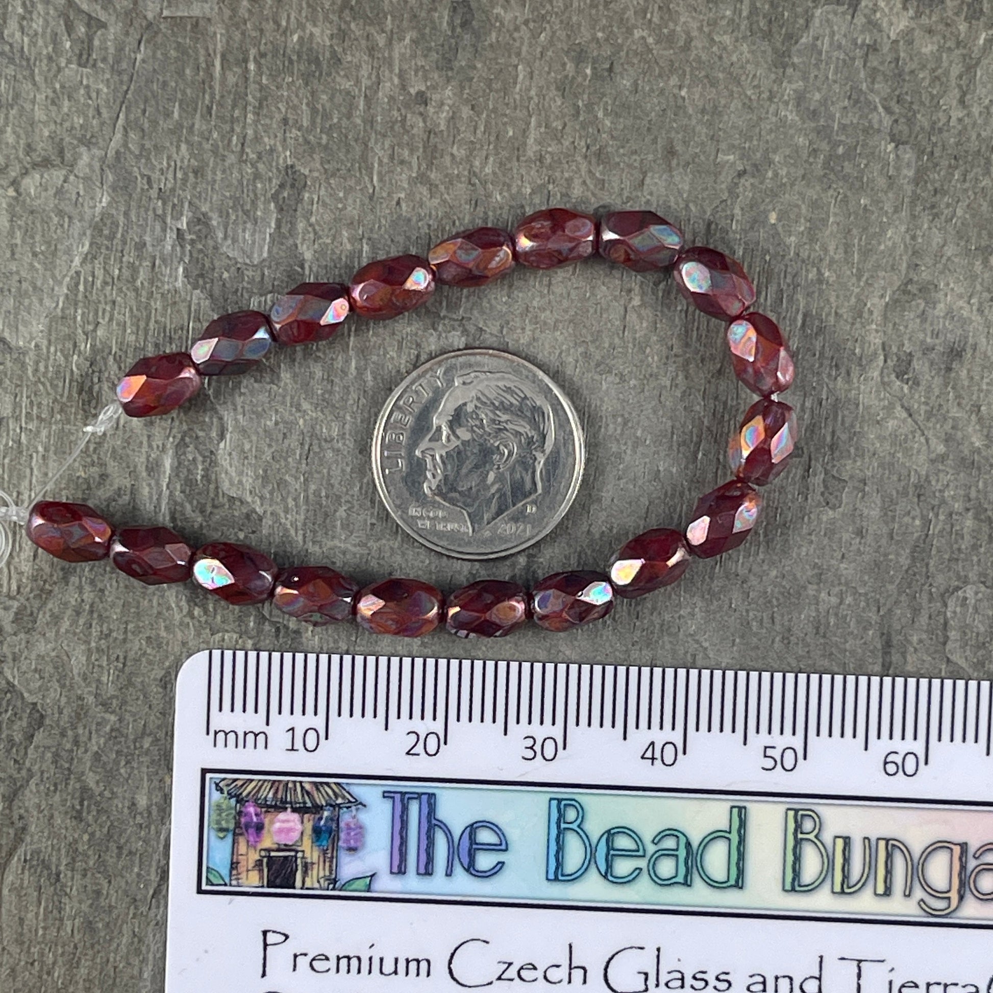 Czech Glass Beads - 7x5mm Faceted Oval Rust Red Metallic Finish (FOV/N-1704) * Qty. 20