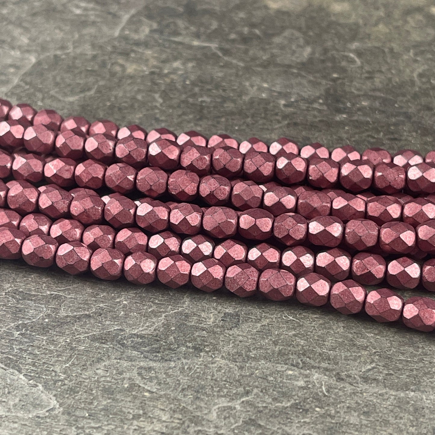 Czech Beads - 6mm Faceted Round Beads, Saturated Grenadine (FP6/SM-04B01) * Qty. 25