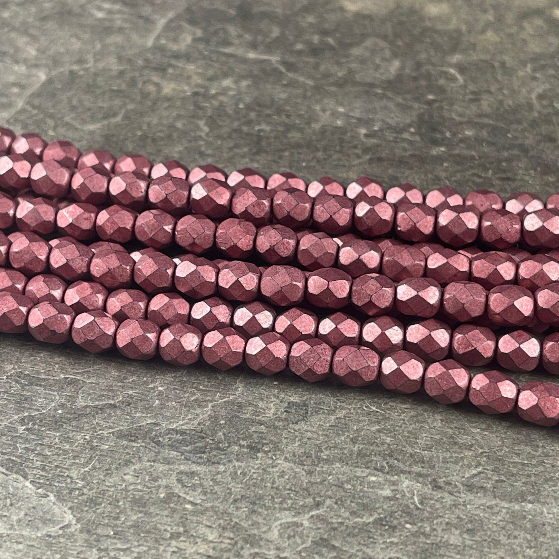 Czech Beads - 6mm Faceted Round Beads, Saturated Grenadine (FP6/SM-04B01) * Qty. 25